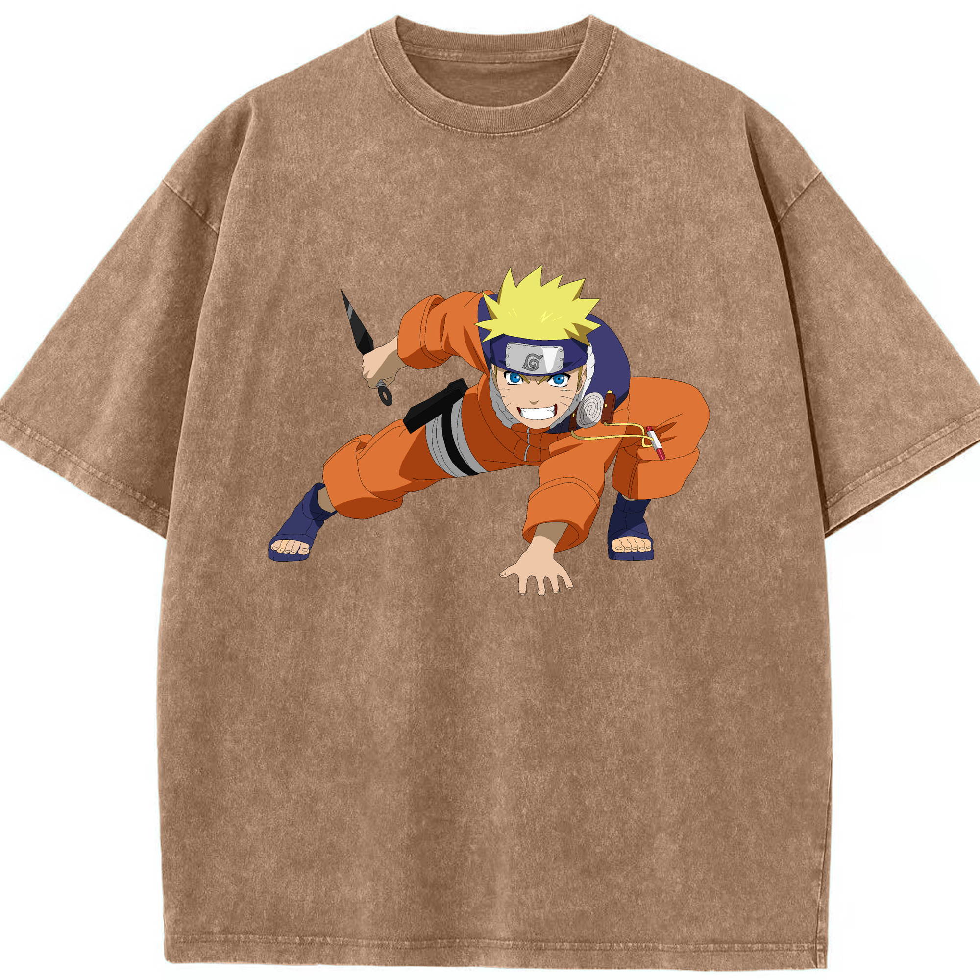 （画像用） NARUTO -ナルト- うずまき ナルト Uzumaki Naruto 綿100% ヴィンテージ風 半袖Tシャツ（フロントプリント）