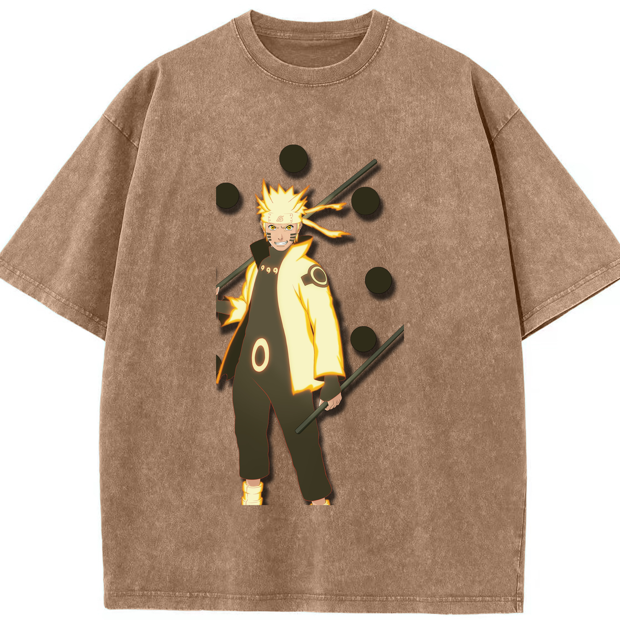 （画像用） NARUTO -ナルト- うずまき ナルト Uzumaki Naruto 綿100% ヴィンテージ風 半袖Tシャツ（フロントプリント）