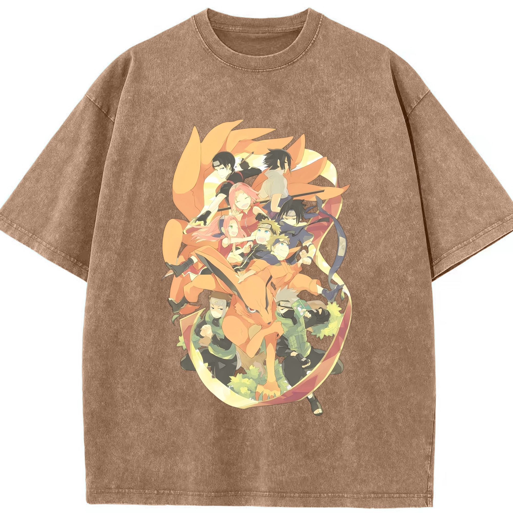 （画像用） NARUTO -ナルト- うずまき ナルト Uzumaki Naruto 綿100% ヴィンテージ風 半袖Tシャツ（フロントプリント）