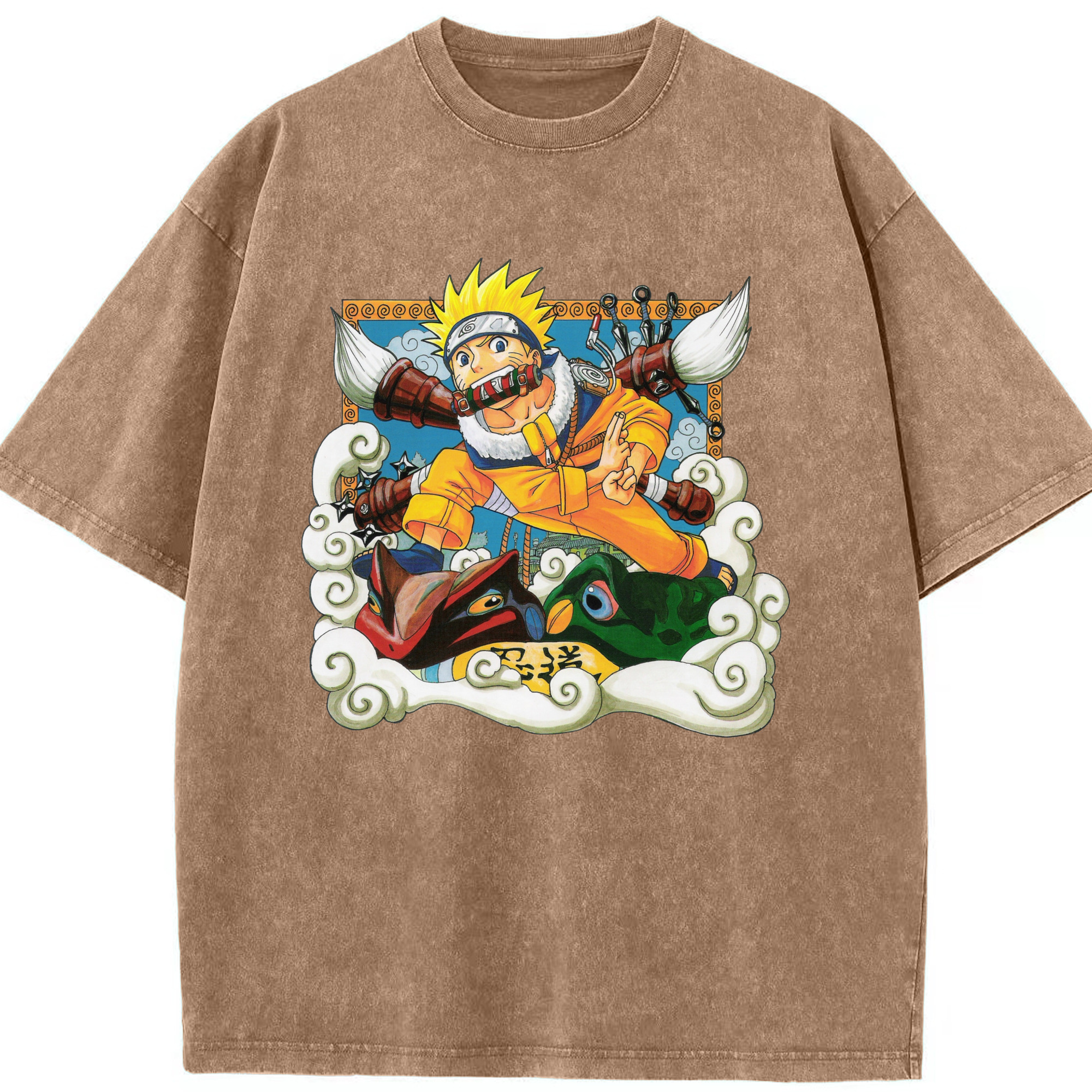 （画像用） NARUTO -ナルト- うずまき ナルト Uzumaki Naruto 綿100% ヴィンテージ風 半袖Tシャツ（フロントプリント）