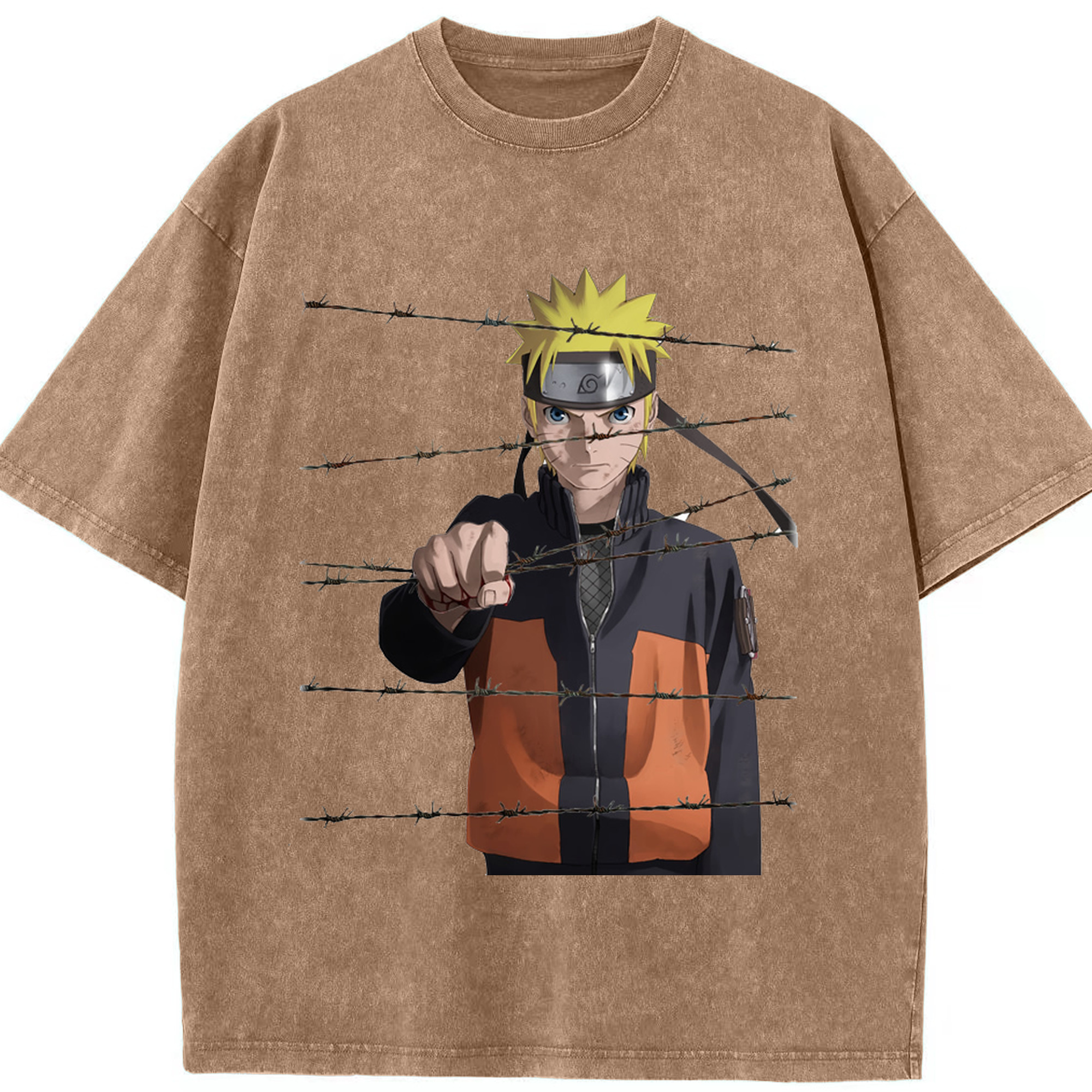 （画像用） NARUTO -ナルト- うずまき ナルト Uzumaki Naruto 綿100% ヴィンテージ風 半袖Tシャツ（フロントプリント）
