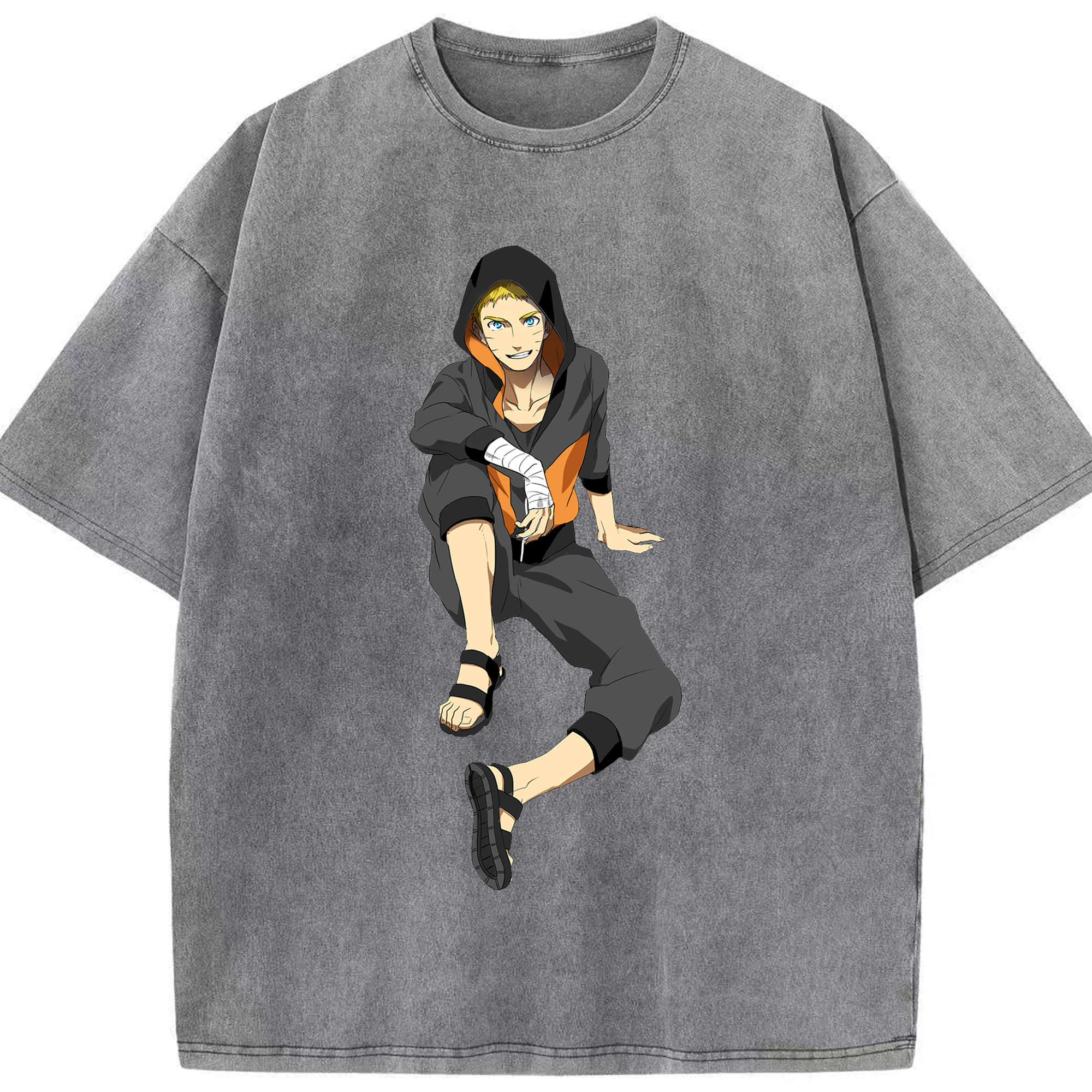 （画像用） NARUTO -ナルト- うずまき ナルト Uzumaki Naruto 綿100% ヴィンテージ風 半袖Tシャツ（フロントプリント）