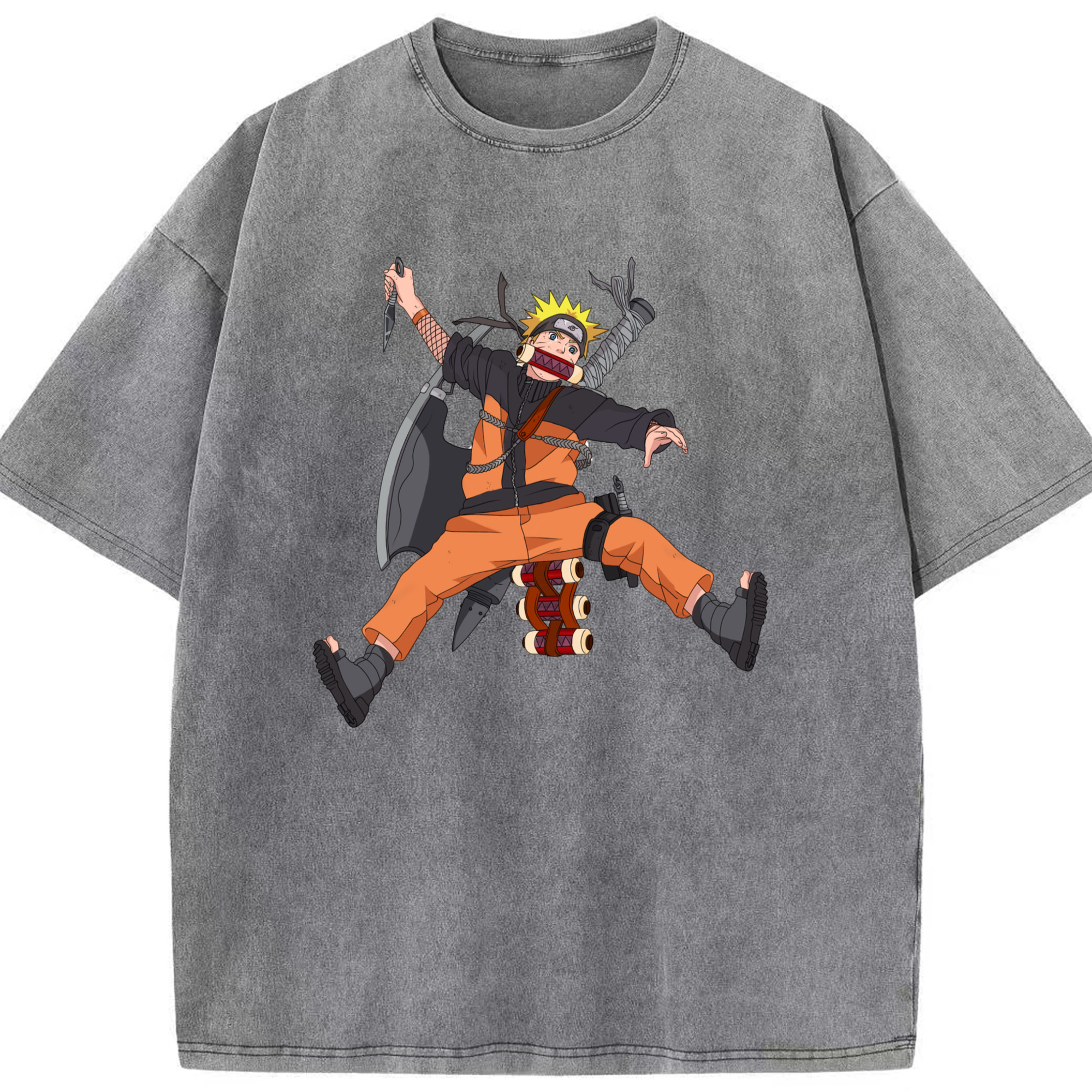 （画像用） NARUTO -ナルト- うずまき ナルト Uzumaki Naruto 綿100% ヴィンテージ風 半袖Tシャツ（フロントプリント）