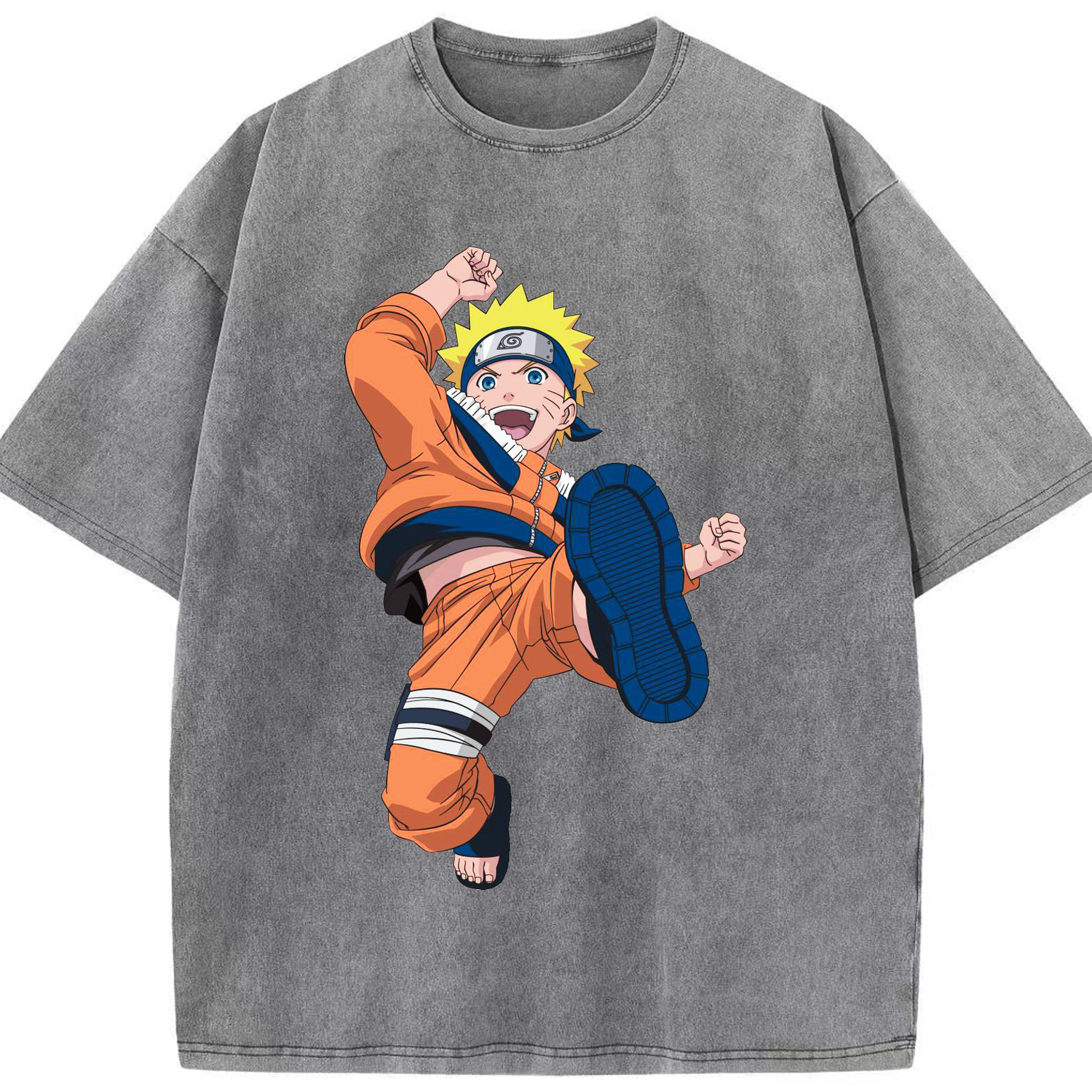 （画像用） NARUTO -ナルト- うずまき ナルト Uzumaki Naruto 綿100% ヴィンテージ風 半袖Tシャツ（フロントプリント）