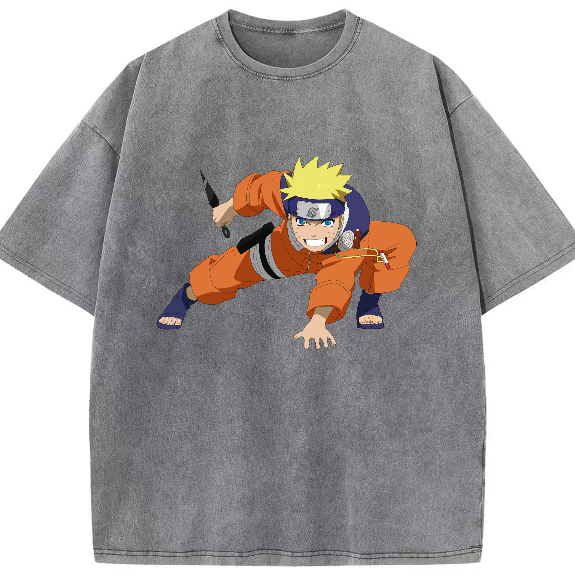 （画像用） NARUTO -ナルト- うずまき ナルト Uzumaki Naruto 綿100% ヴィンテージ風 半袖Tシャツ（フロントプリント）