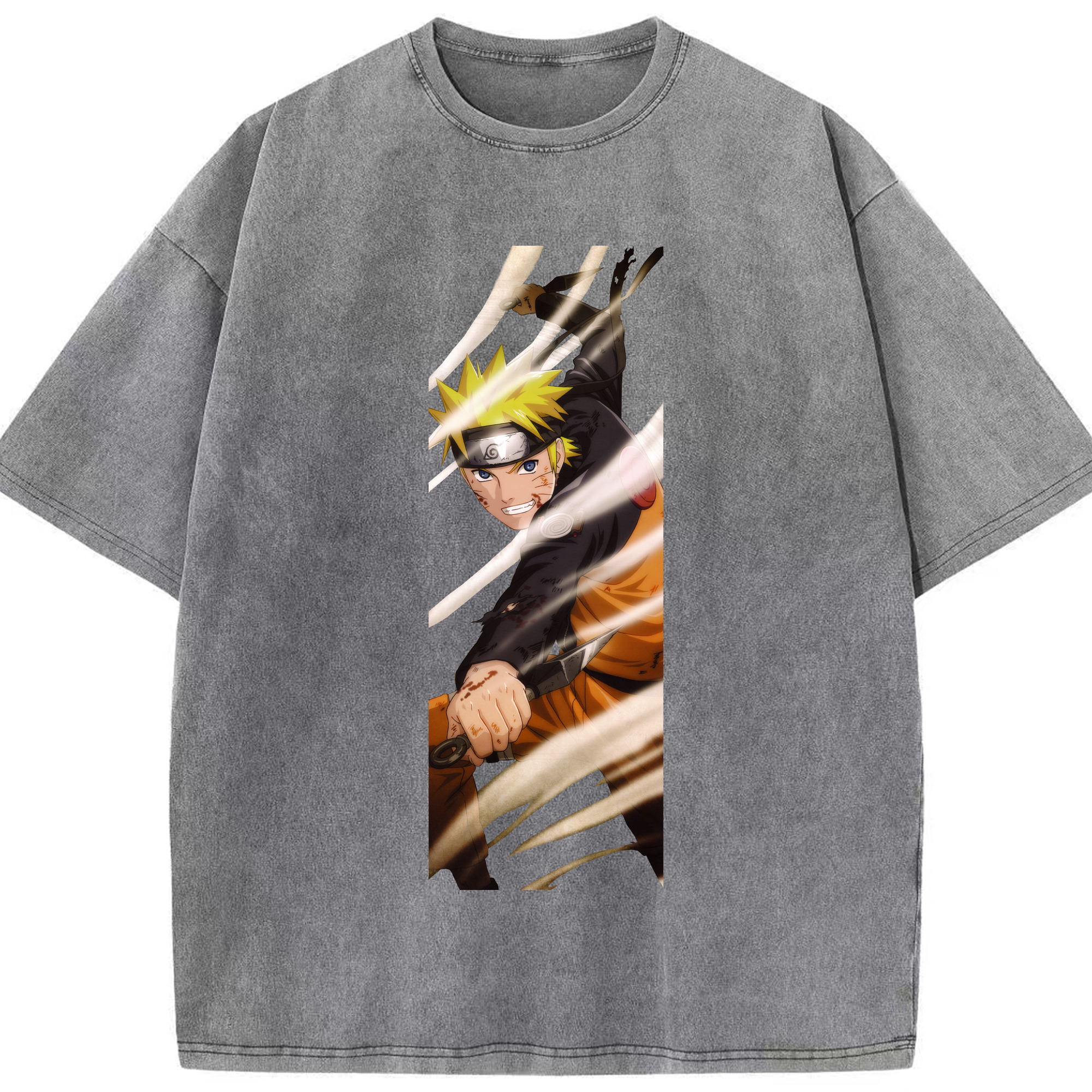 （画像用） NARUTO -ナルト- うずまき ナルト Uzumaki Naruto 綿100% ヴィンテージ風 半袖Tシャツ（フロントプリント）