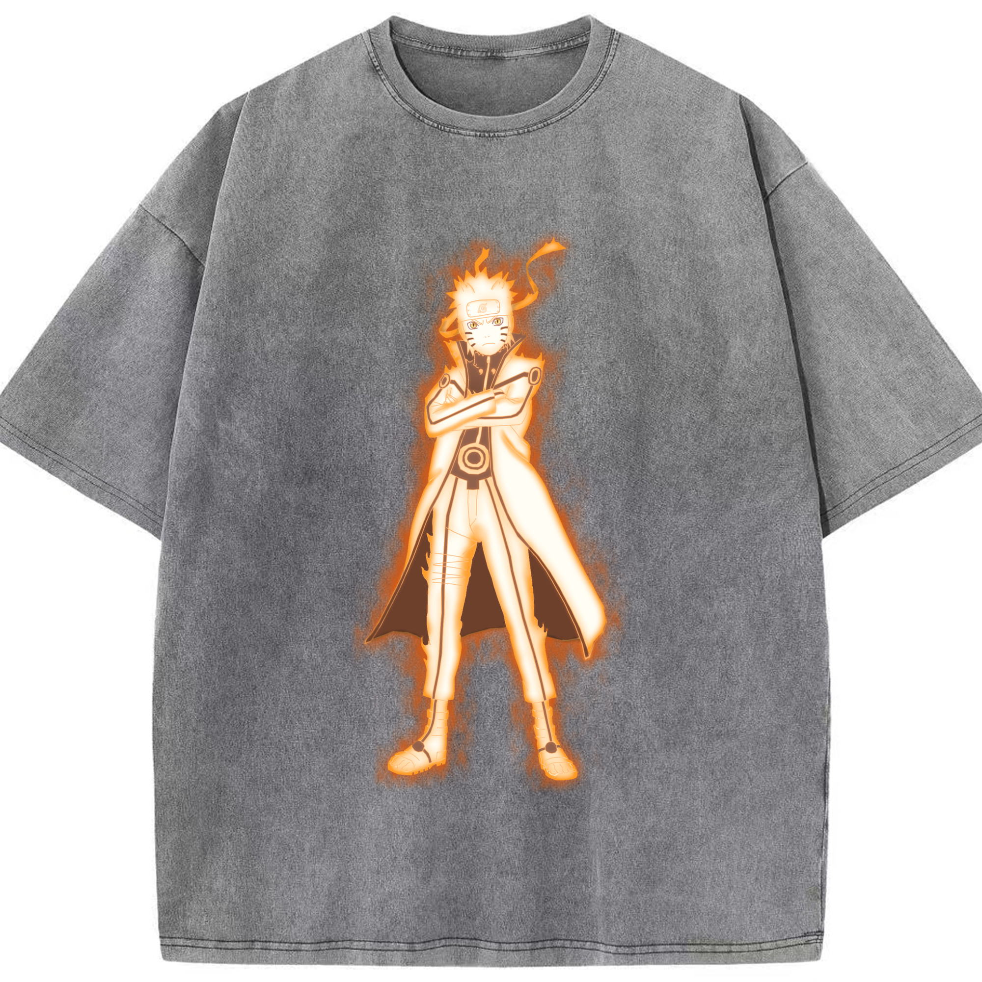 （画像用） NARUTO -ナルト- うずまき ナルト Uzumaki Naruto 綿100% ヴィンテージ風 半袖Tシャツ（フロントプリント）