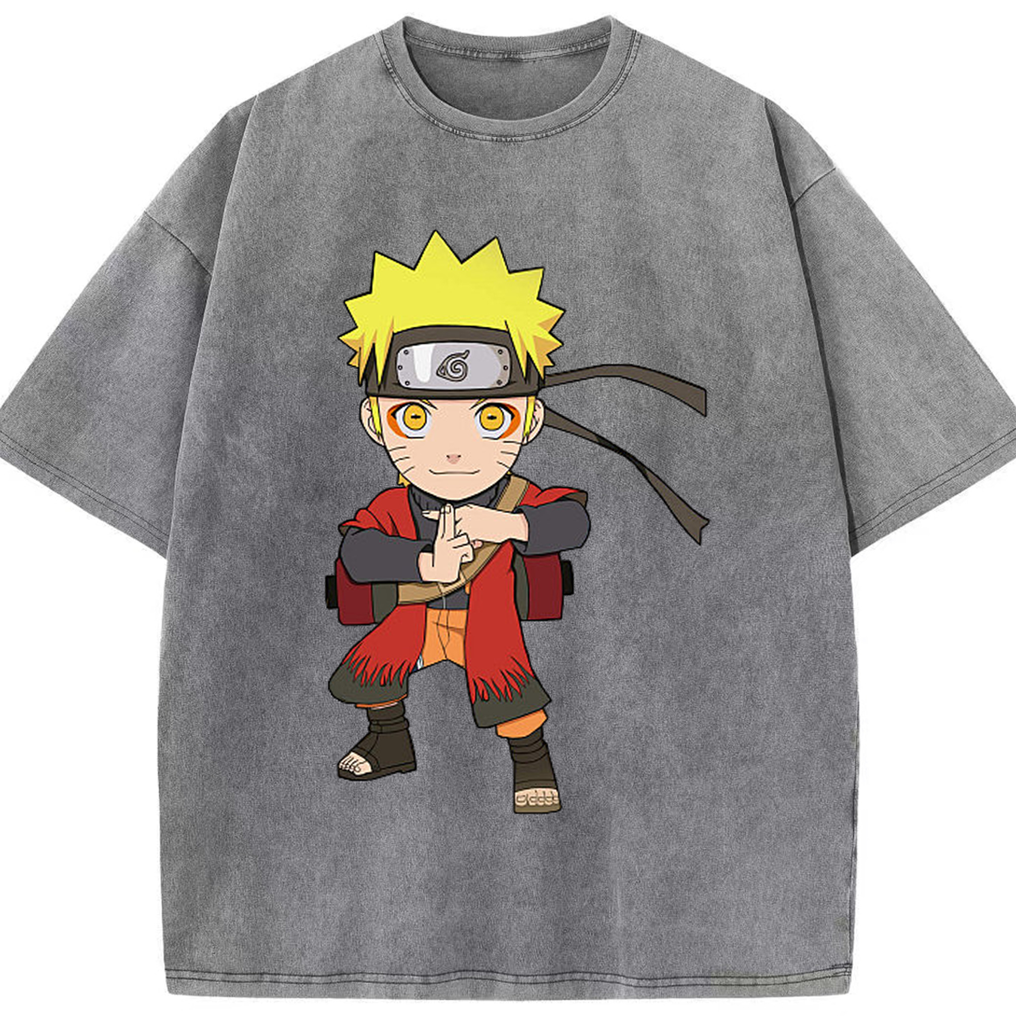 （画像用） NARUTO -ナルト- うずまき ナルト Uzumaki Naruto 綿100% ヴィンテージ風 半袖Tシャツ（フロントプリント）