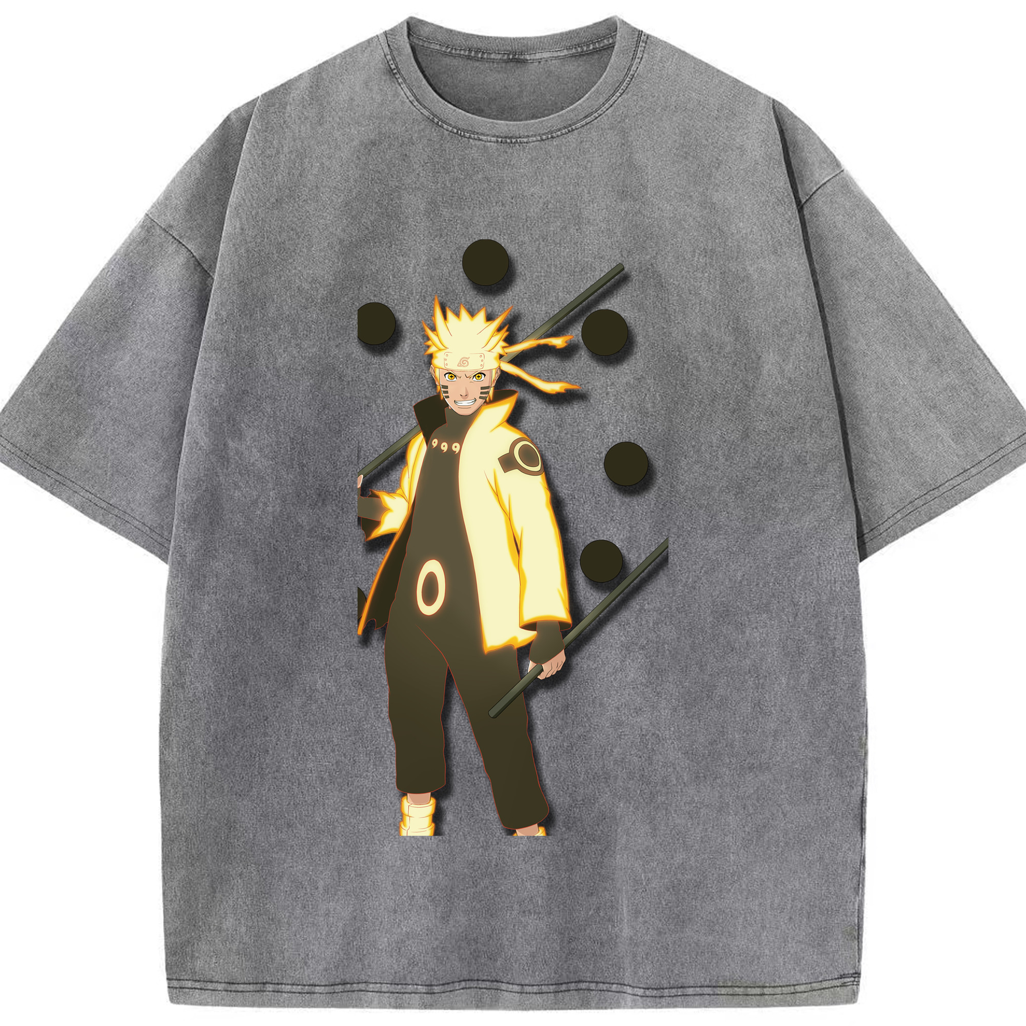 （画像用） NARUTO -ナルト- うずまき ナルト Uzumaki Naruto 綿100% ヴィンテージ風 半袖Tシャツ（フロントプリント）