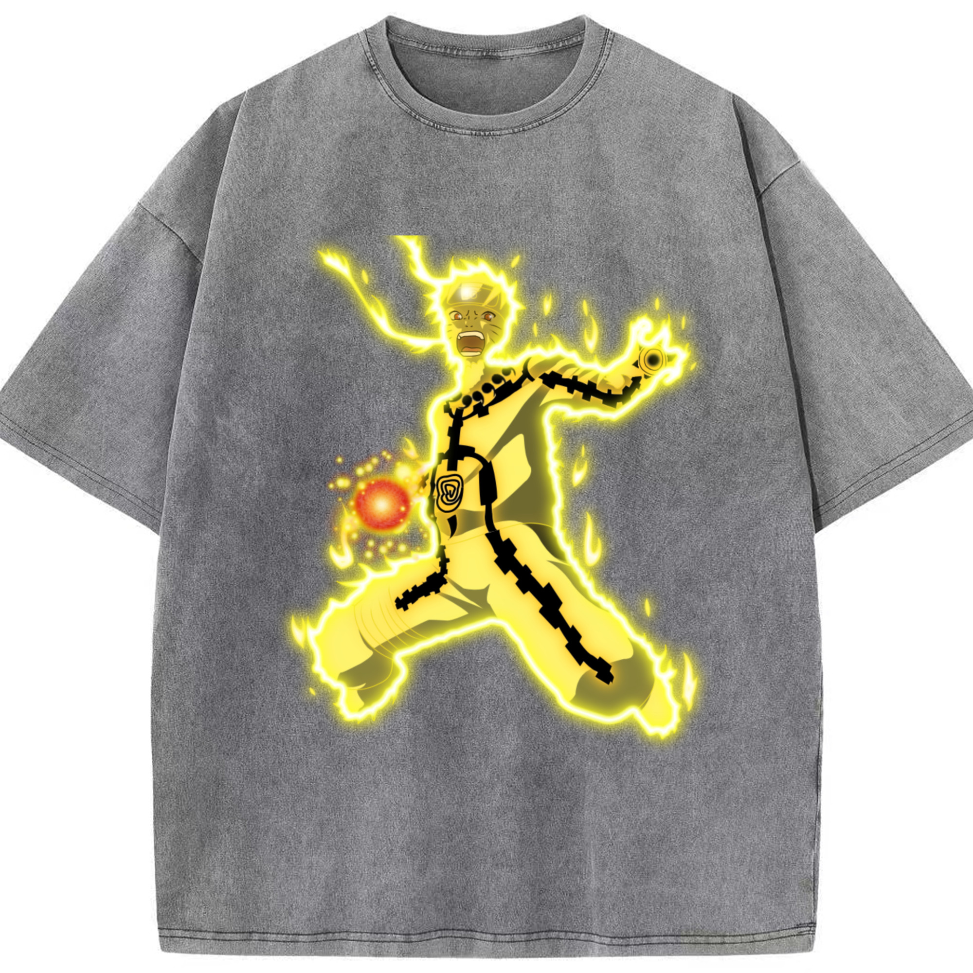 （画像用） NARUTO -ナルト- うずまき ナルト Uzumaki Naruto 綿100% ヴィンテージ風 半袖Tシャツ（フロントプリント）