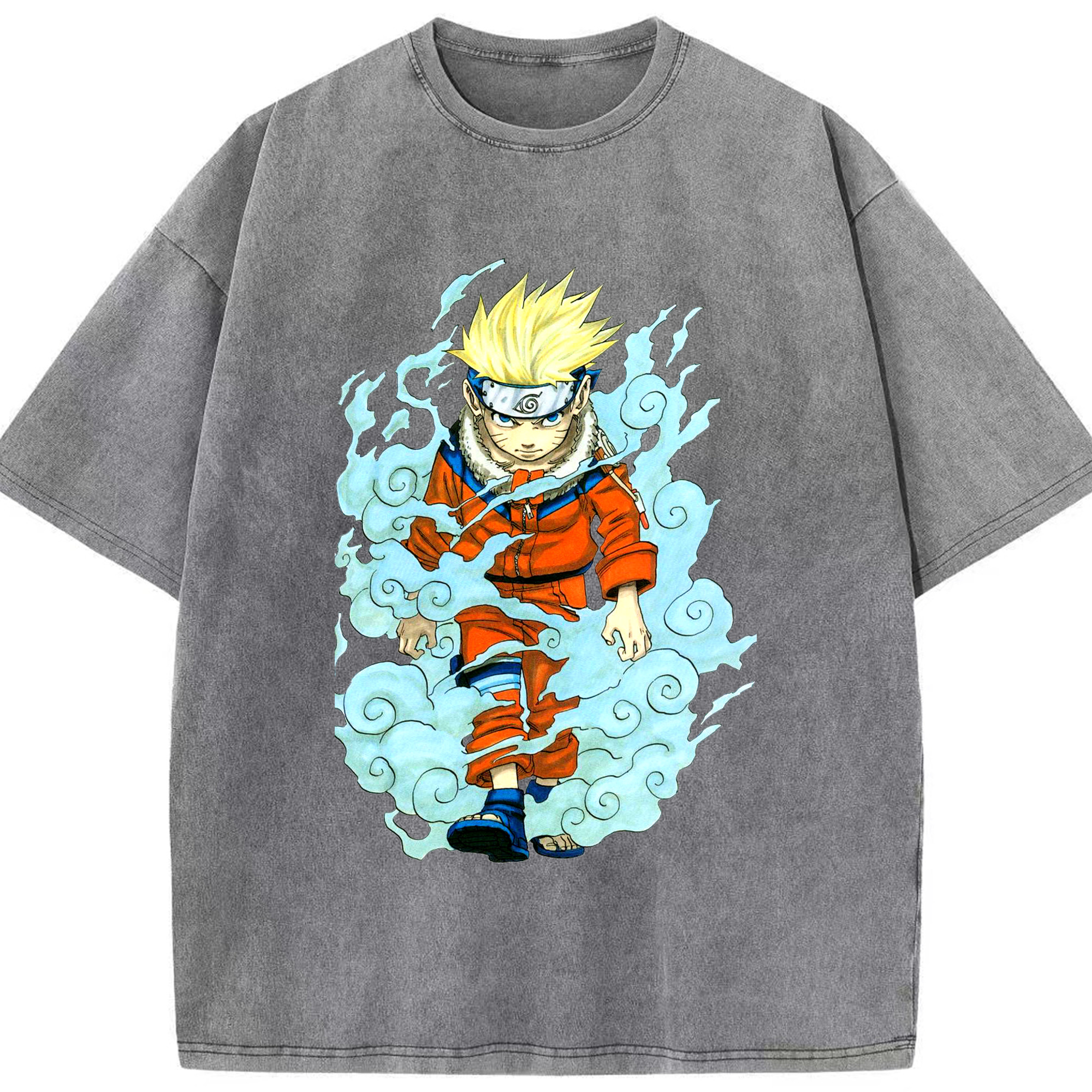 （画像用） NARUTO -ナルト- うずまき ナルト Uzumaki Naruto 綿100% ヴィンテージ風 半袖Tシャツ（フロントプリント）
