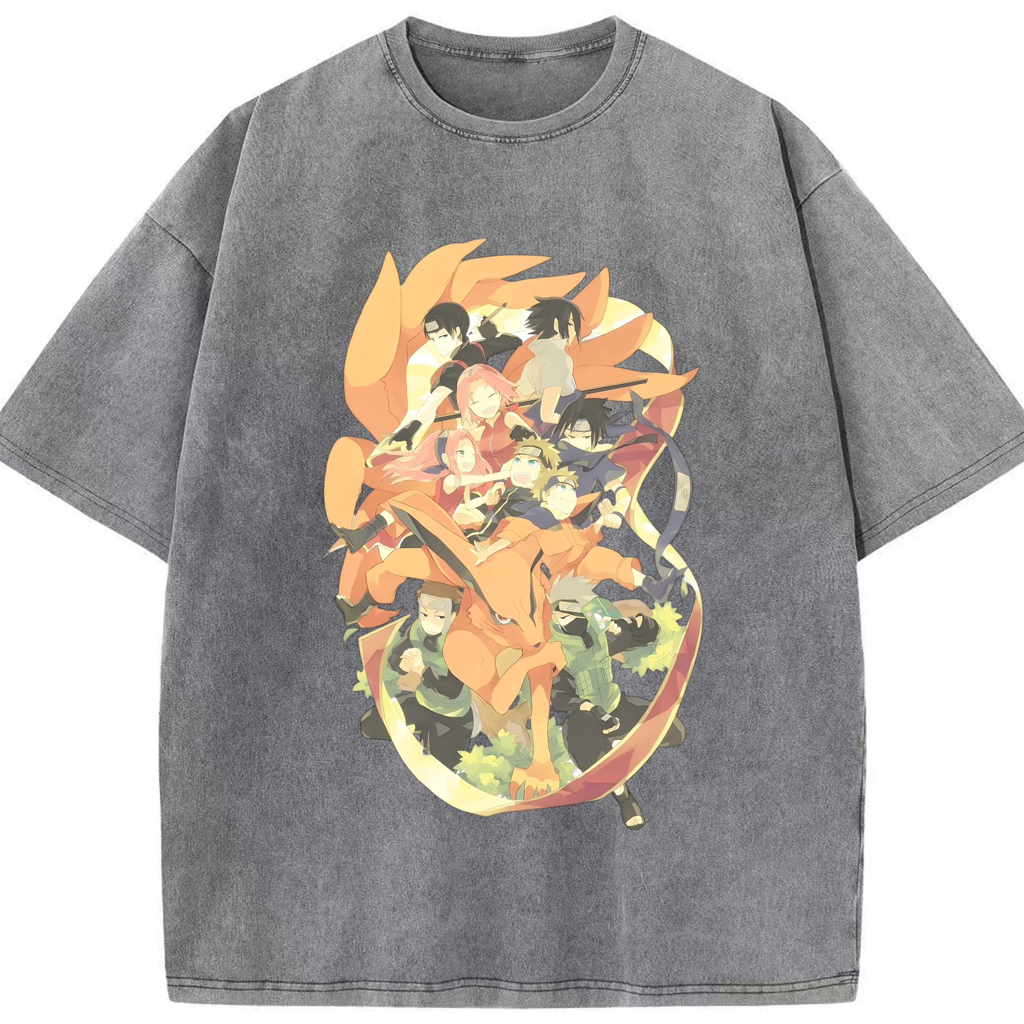 （画像用） NARUTO -ナルト- うずまき ナルト Uzumaki Naruto 綿100% ヴィンテージ風 半袖Tシャツ（フロントプリント）