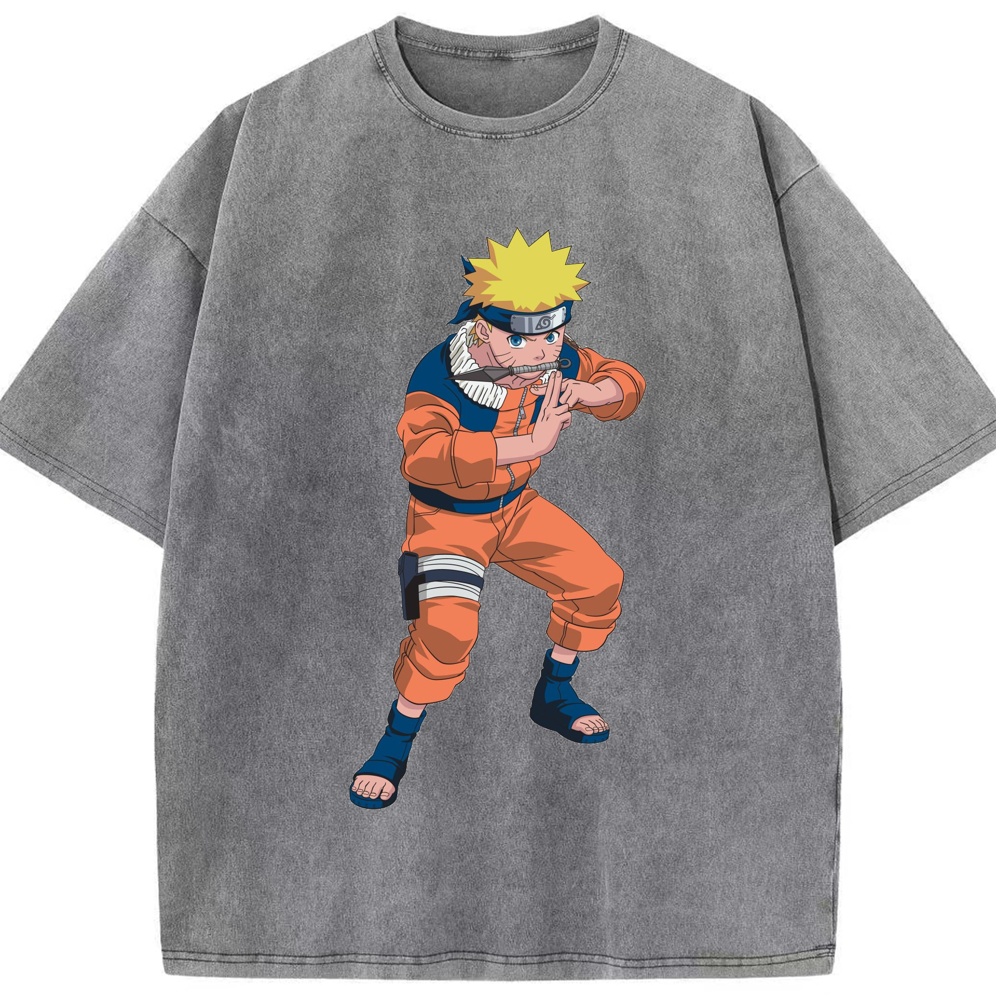 （画像用） NARUTO -ナルト- うずまき ナルト Uzumaki Naruto 綿100% ヴィンテージ風 半袖Tシャツ（フロントプリント）