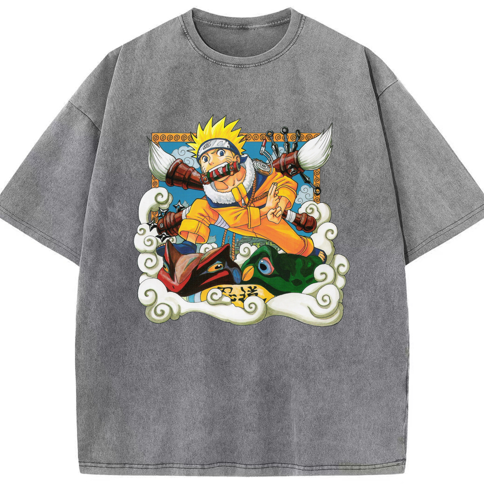 （画像用） NARUTO -ナルト- うずまき ナルト Uzumaki Naruto 綿100% ヴィンテージ風 半袖Tシャツ（フロントプリント）