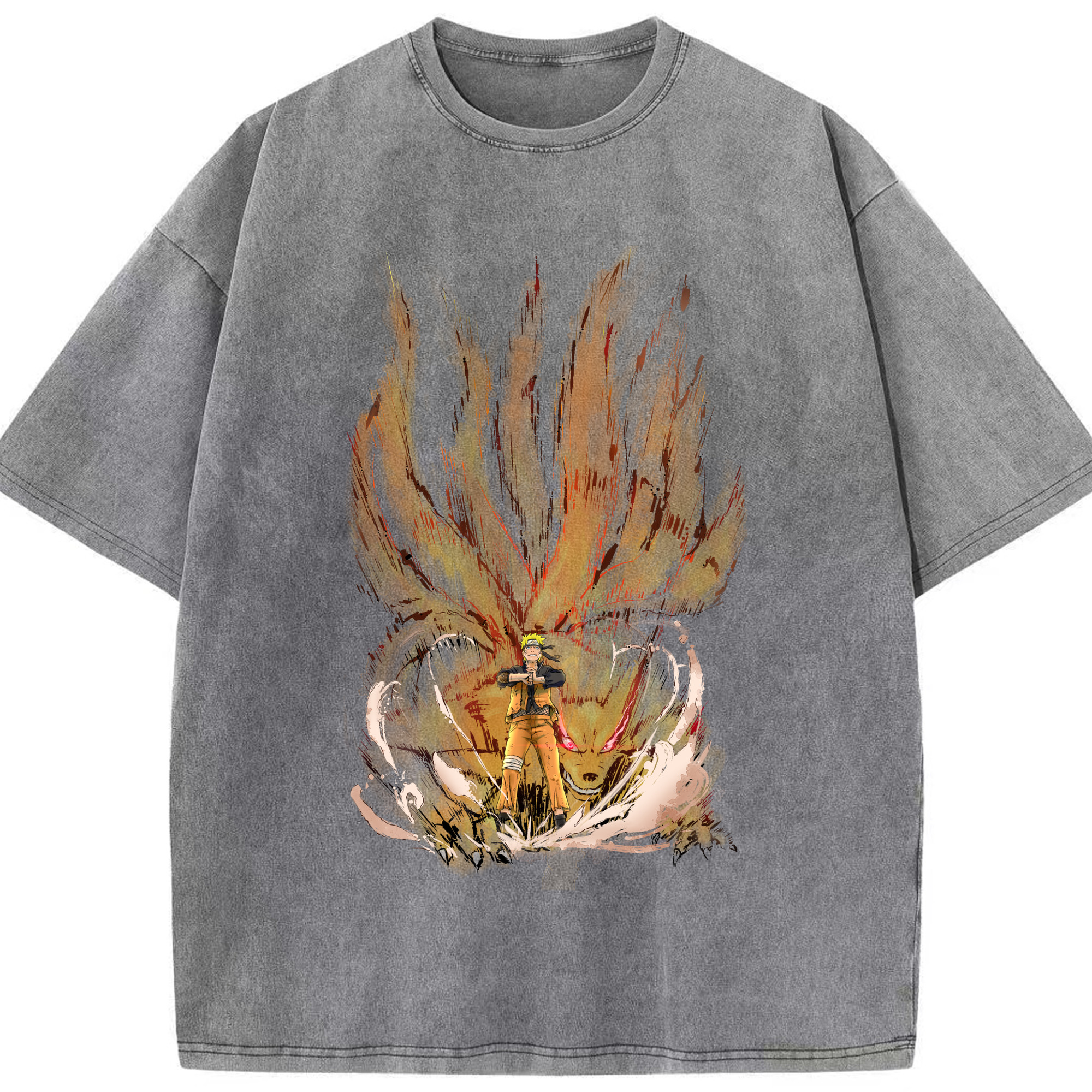 （画像用） NARUTO -ナルト- うずまき ナルト Uzumaki Naruto 綿100% ヴィンテージ風 半袖Tシャツ（フロントプリント）
