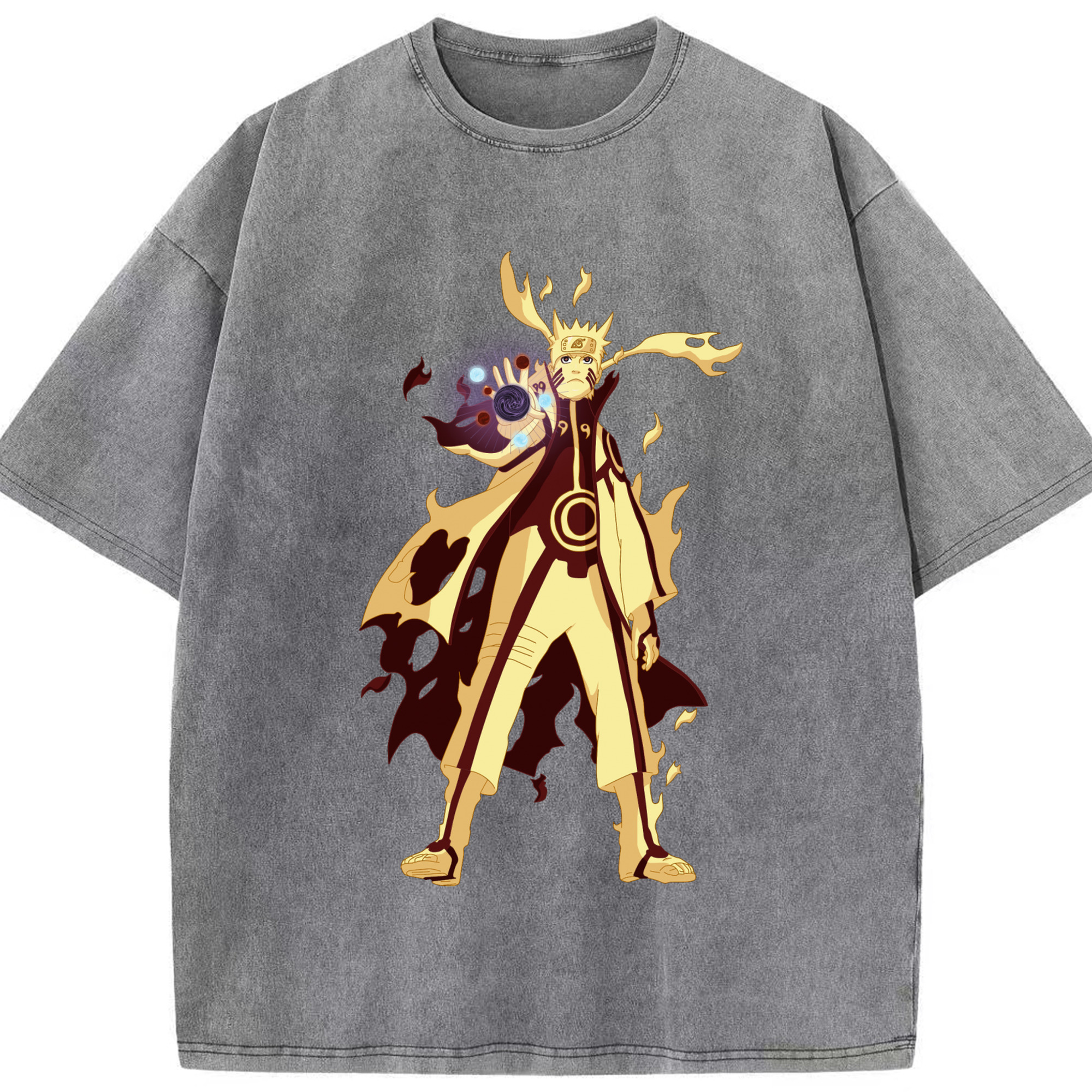 （画像用） NARUTO -ナルト- うずまき ナルト Uzumaki Naruto 綿100% ヴィンテージ風 半袖Tシャツ（フロントプリント）