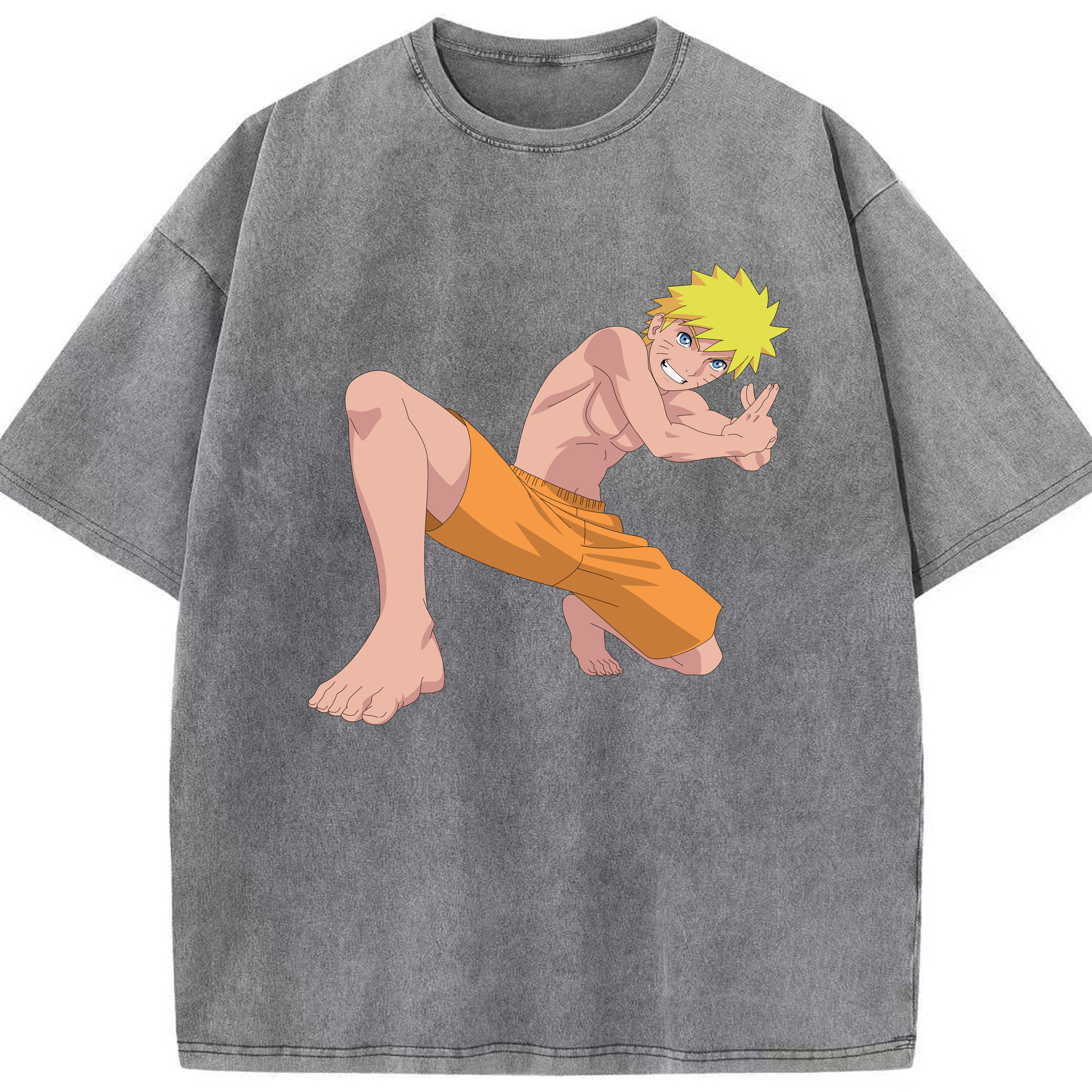 （画像用） NARUTO -ナルト- うずまき ナルト Uzumaki Naruto 綿100% ヴィンテージ風 半袖Tシャツ（フロントプリント）