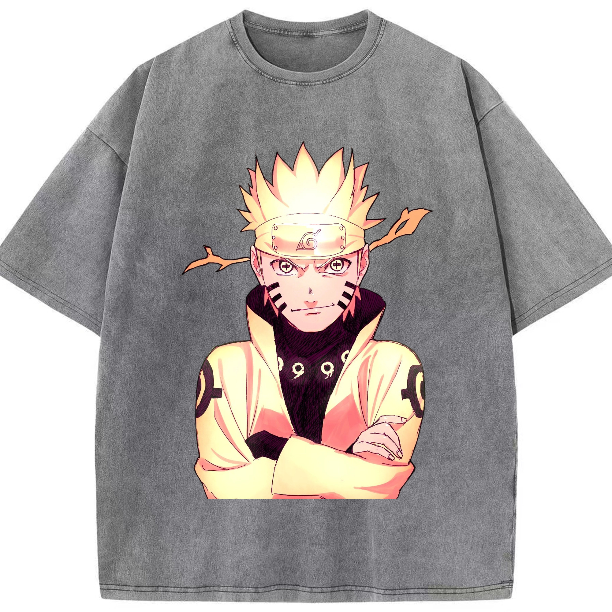 （画像用） NARUTO -ナルト- うずまき ナルト Uzumaki Naruto 綿100% ヴィンテージ風 半袖Tシャツ（フロントプリント）