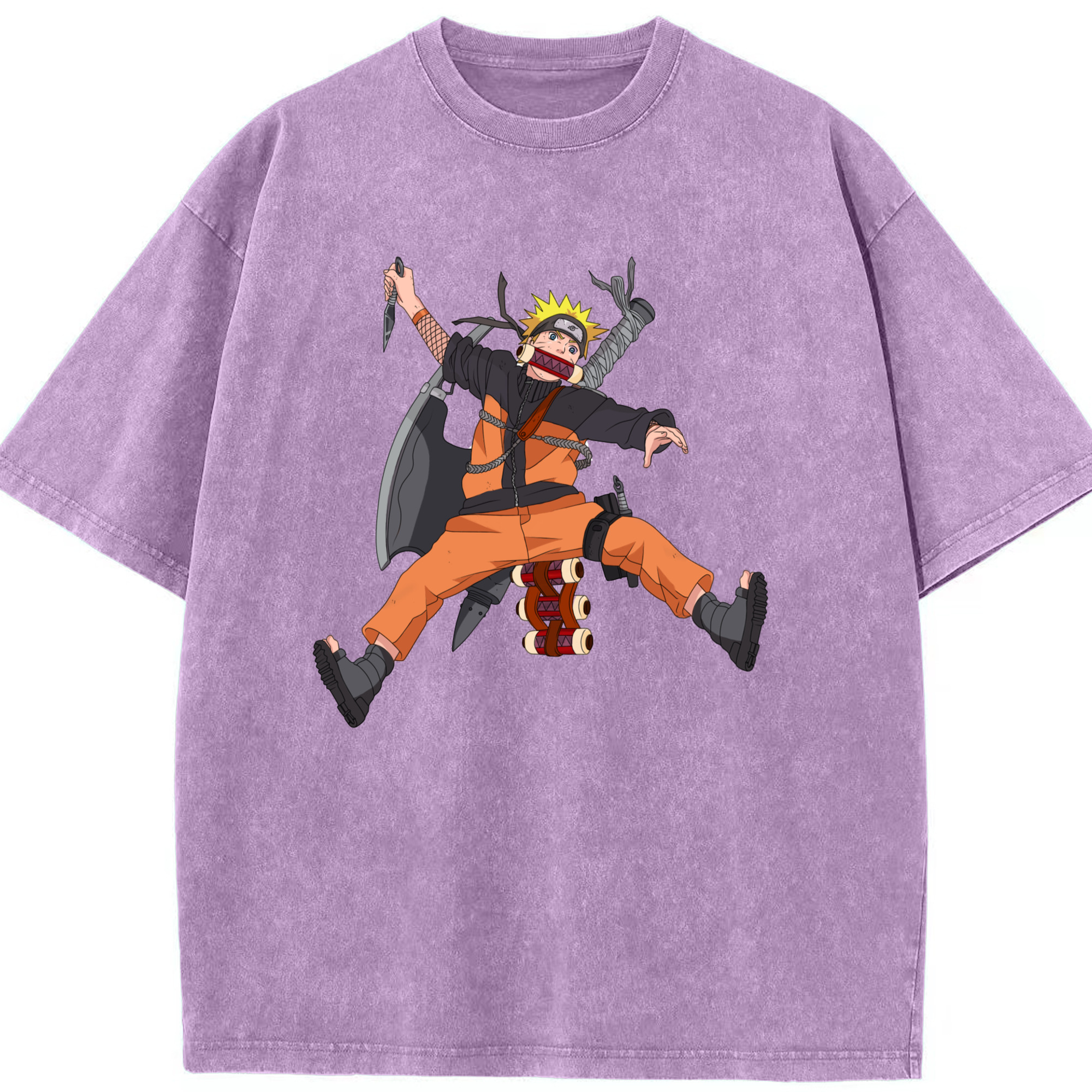 （画像用） NARUTO -ナルト- うずまき ナルト Uzumaki Naruto 綿100% ヴィンテージ風 半袖Tシャツ（フロントプリント）