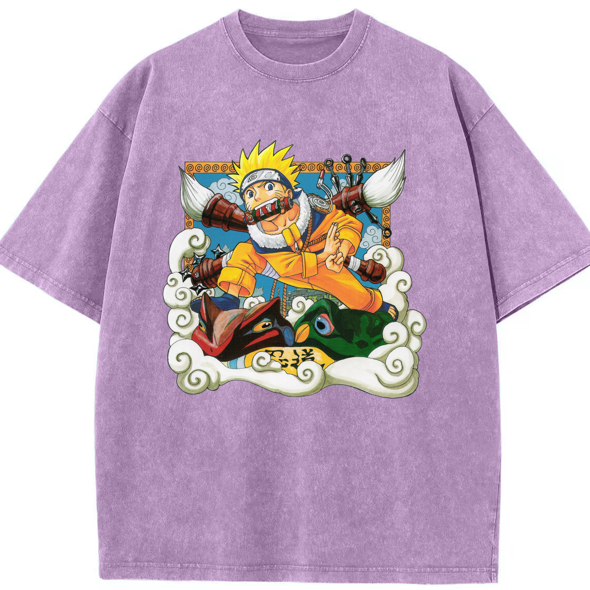 （画像用） NARUTO -ナルト- うずまき ナルト Uzumaki Naruto 綿100% ヴィンテージ風 半袖Tシャツ（フロントプリント）