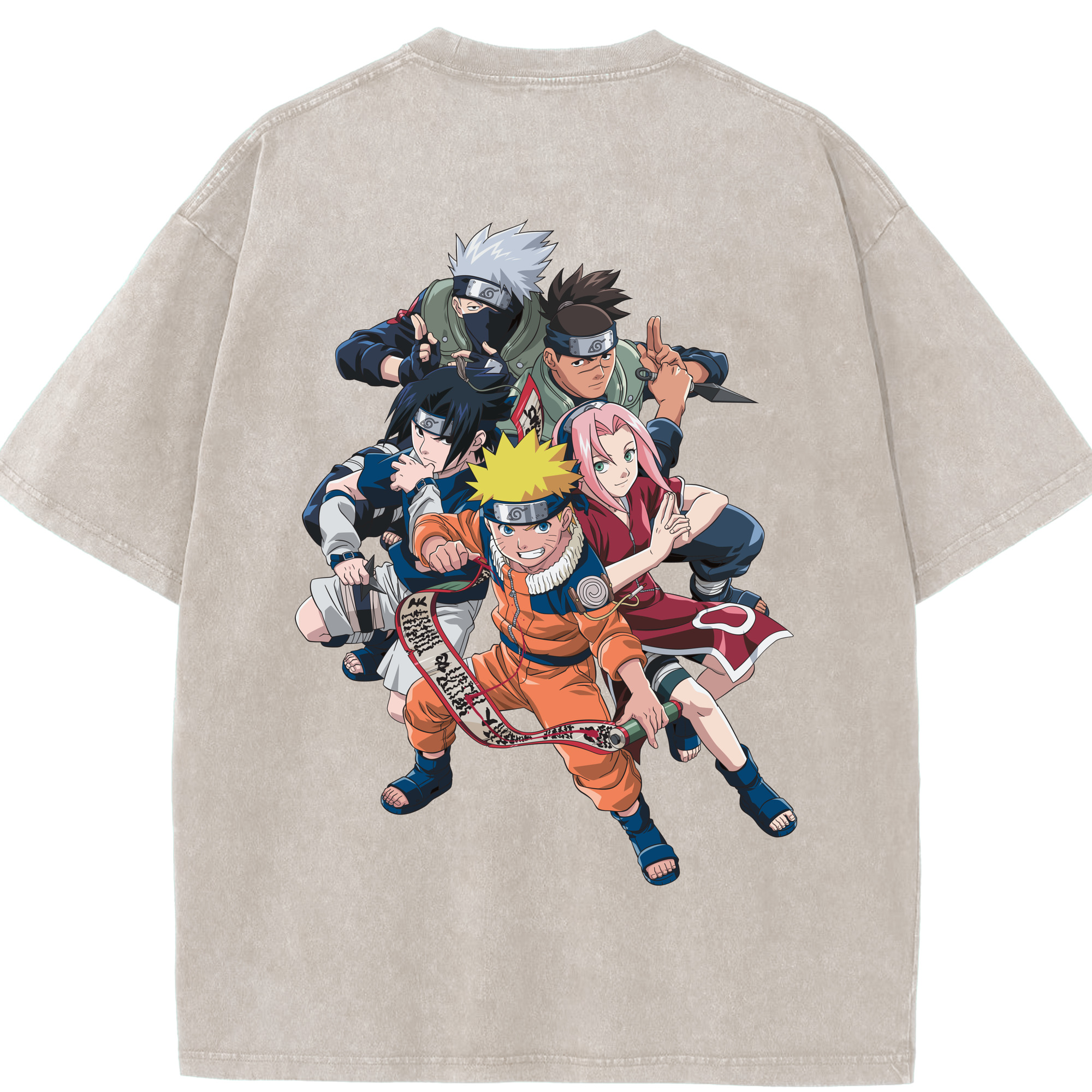 （画像用） NARUTO -ナルト- うずまき ナルト Uzumaki Naruto 綿100% ヴィンテージ風 半袖Tシャツ（背面プリント）