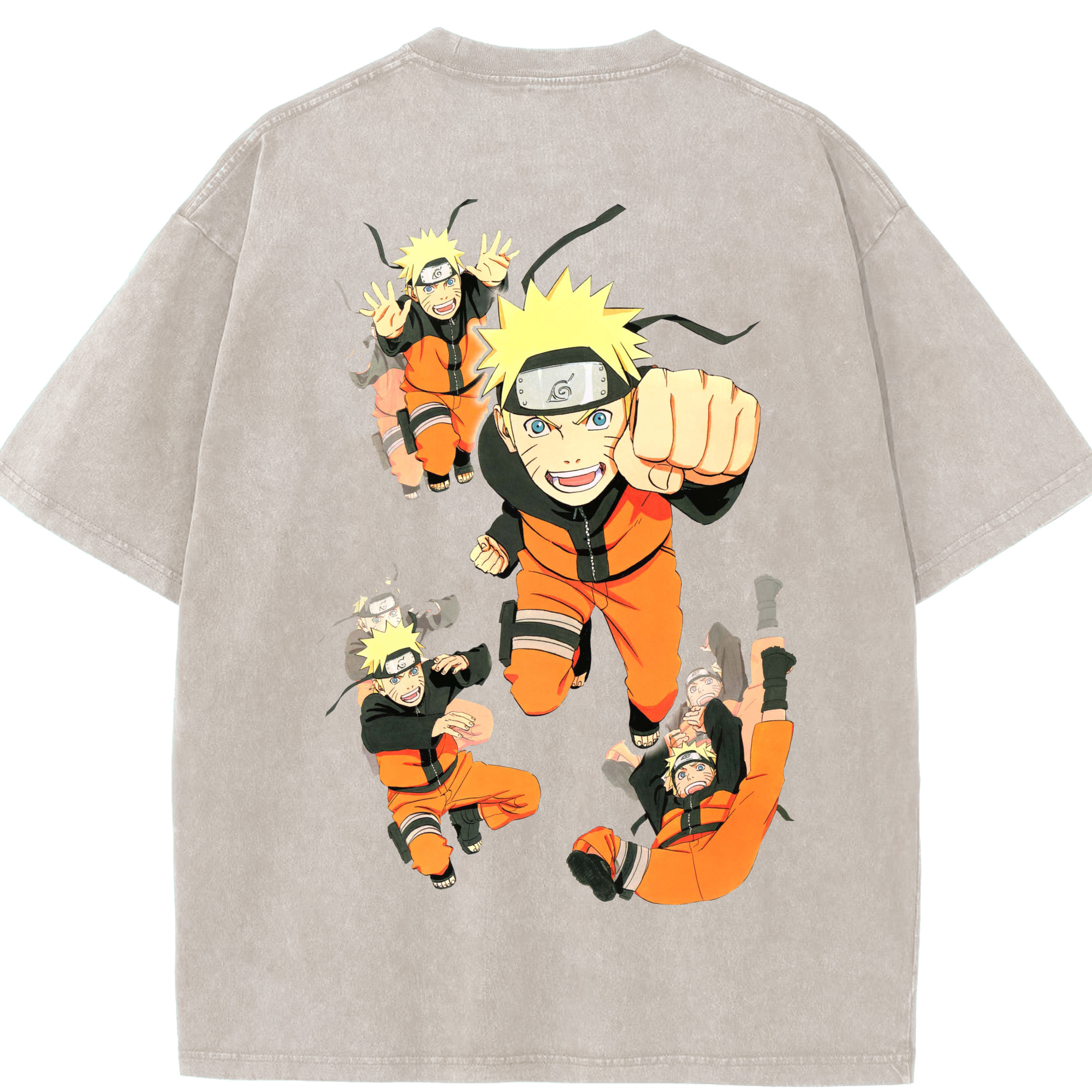 （画像用） NARUTO -ナルト- うずまき ナルト Uzumaki Naruto 綿100% ヴィンテージ風 半袖Tシャツ（背面プリント）