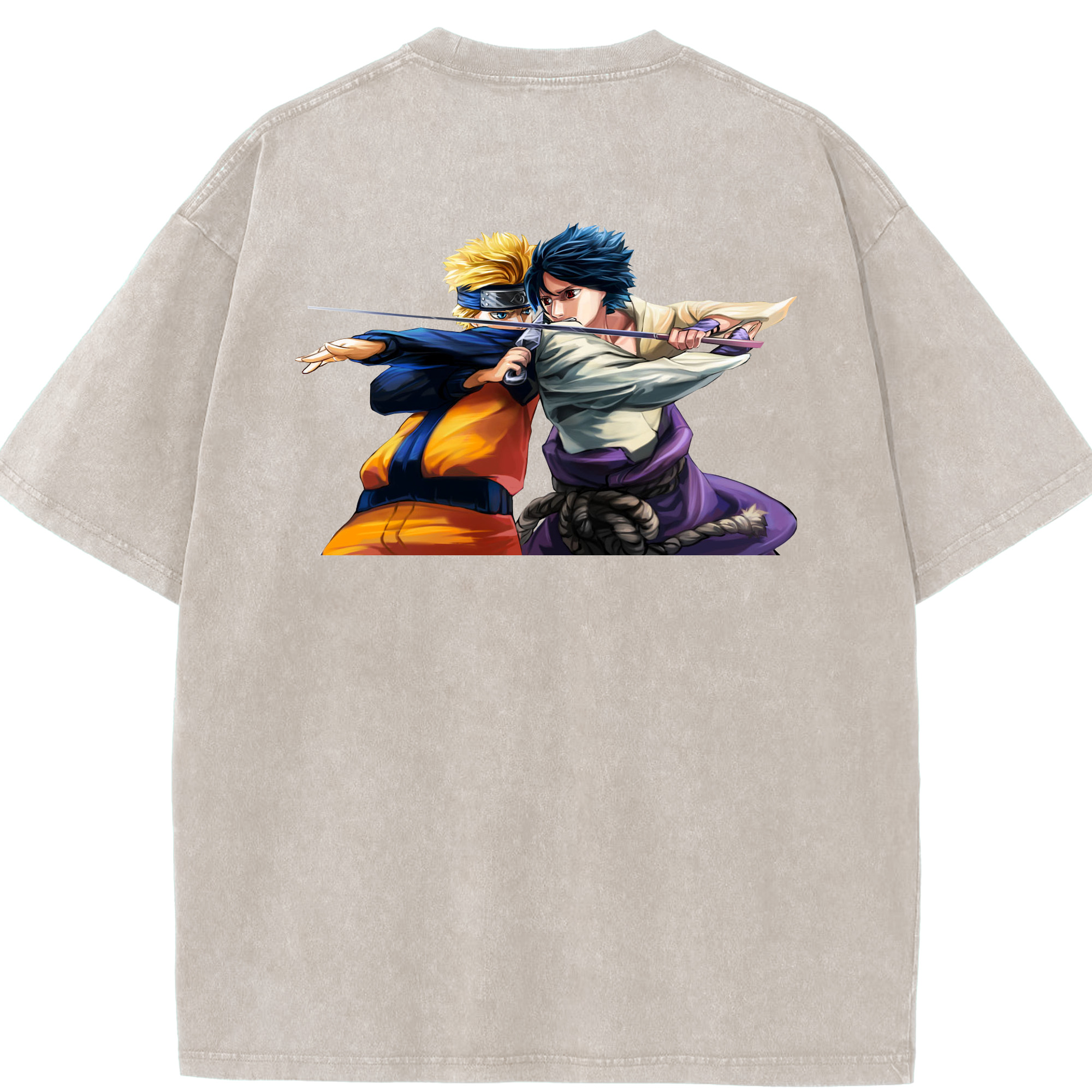 （画像用） NARUTO -ナルト- うずまき ナルト Uzumaki Naruto 綿100% ヴィンテージ風 半袖Tシャツ（背面プリント）
