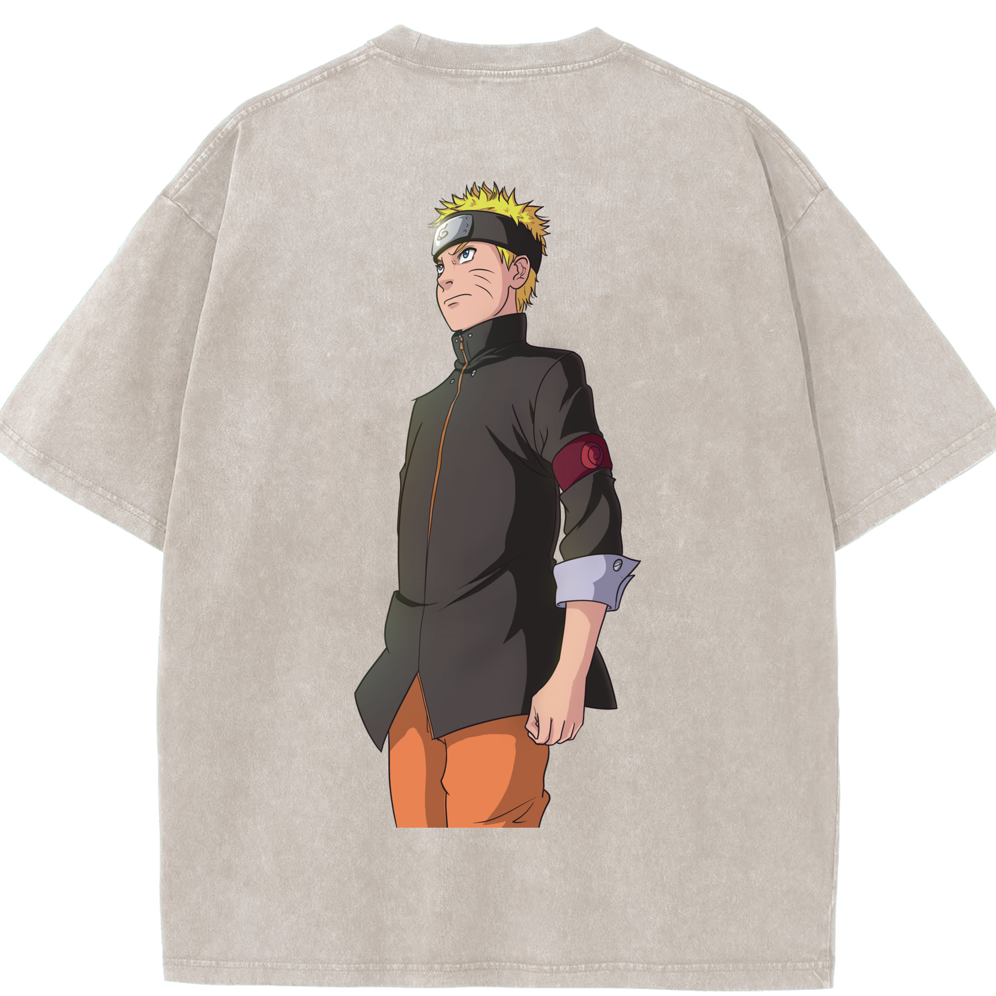 （画像用） NARUTO -ナルト- うずまき ナルト Uzumaki Naruto 綿100% ヴィンテージ風 半袖Tシャツ（背面プリント）
