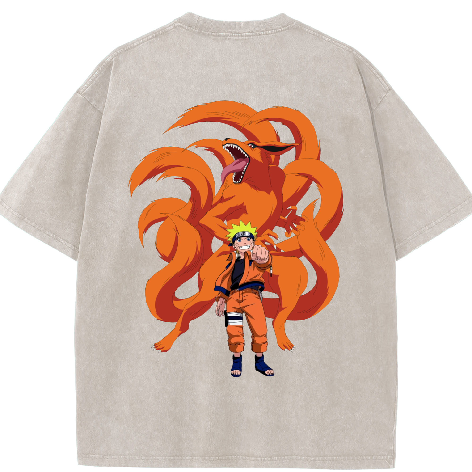 （画像用） NARUTO -ナルト- うずまき ナルト Uzumaki Naruto 綿100% ヴィンテージ風 半袖Tシャツ（背面プリント）