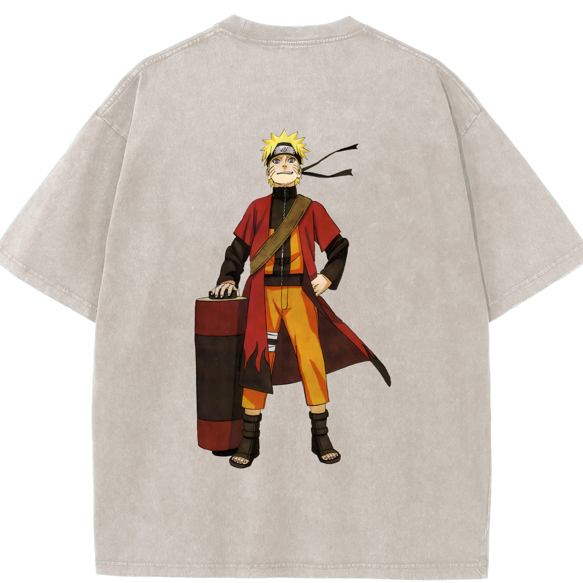（画像用） NARUTO -ナルト- うずまき ナルト Uzumaki Naruto 綿100% ヴィンテージ風 半袖Tシャツ（背面プリント）