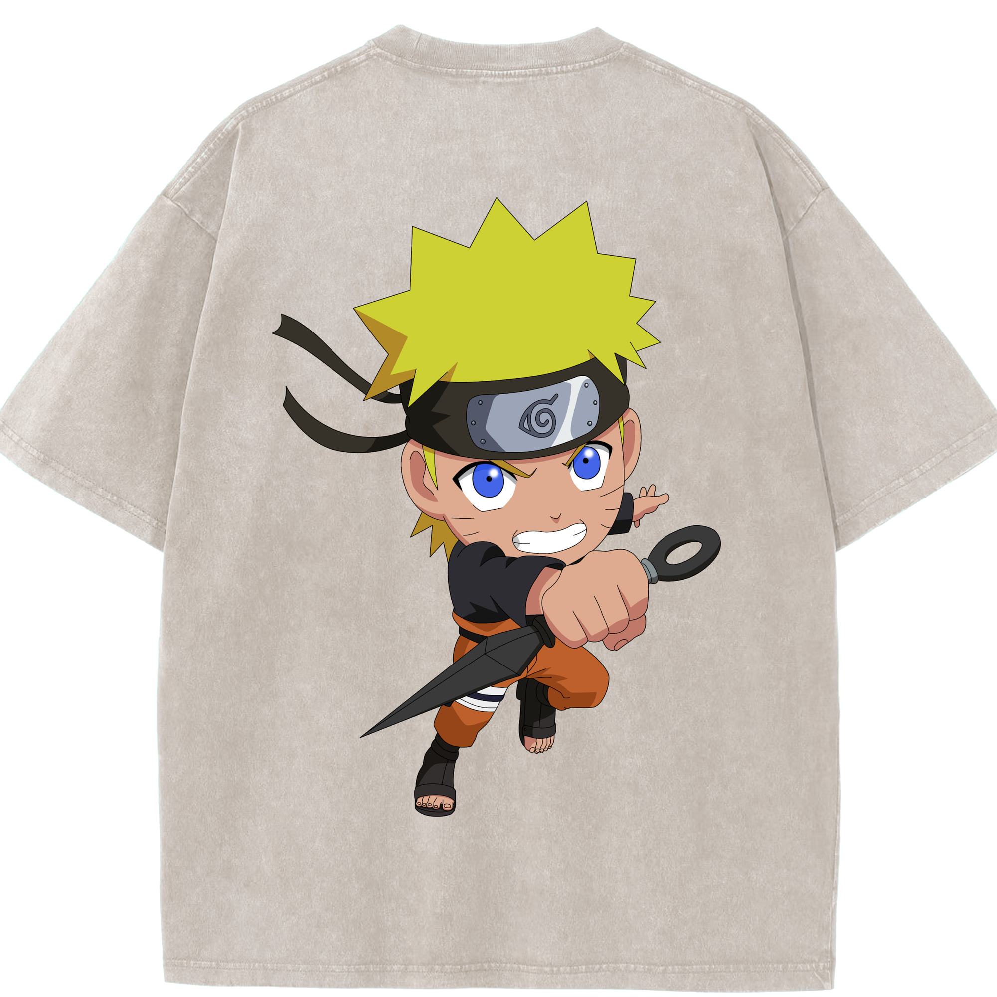 （画像用） NARUTO -ナルト- うずまき ナルト Uzumaki Naruto 綿100% ヴィンテージ風 半袖Tシャツ（背面プリント）