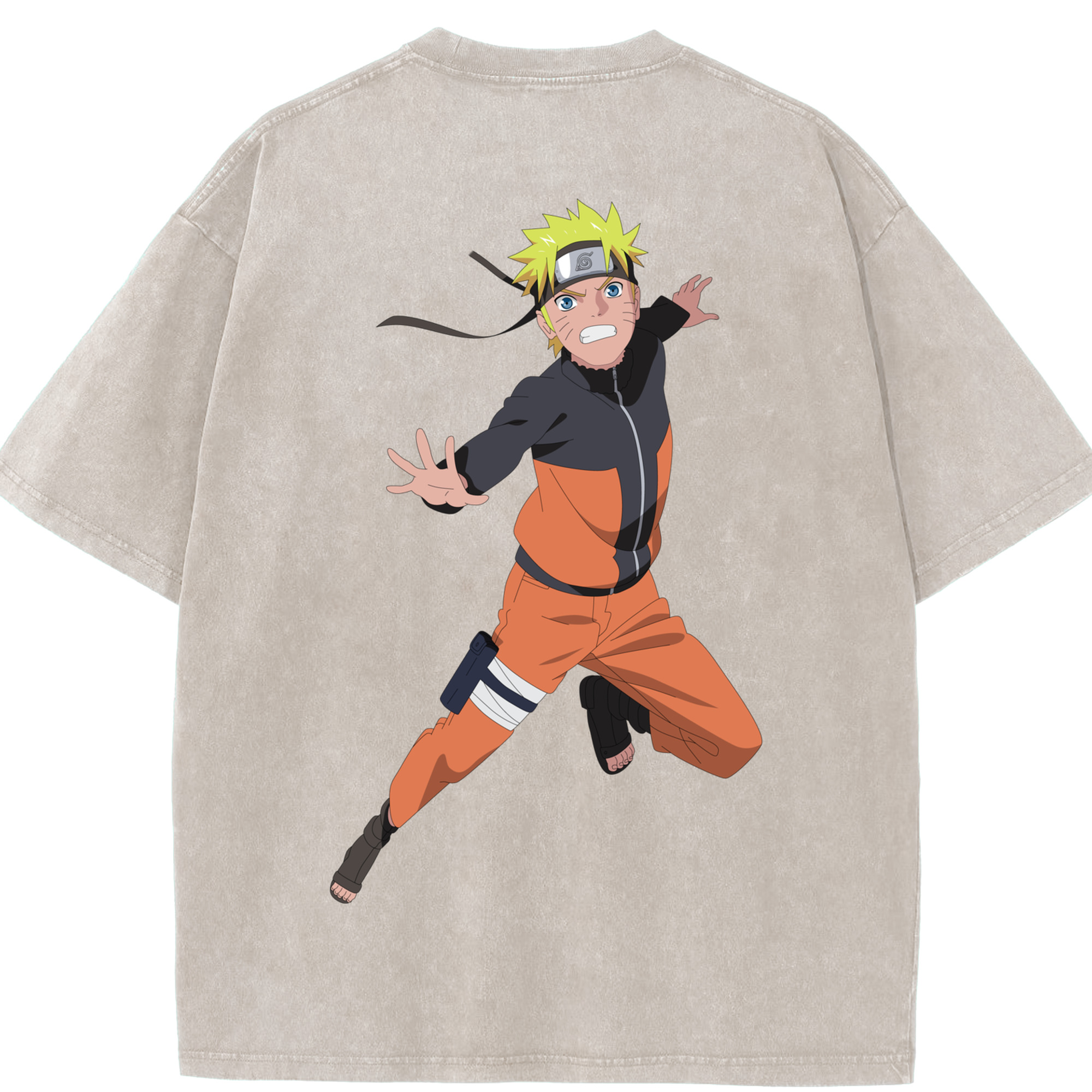（画像用） NARUTO -ナルト- うずまき ナルト Uzumaki Naruto 綿100% ヴィンテージ風 半袖Tシャツ（背面プリント）