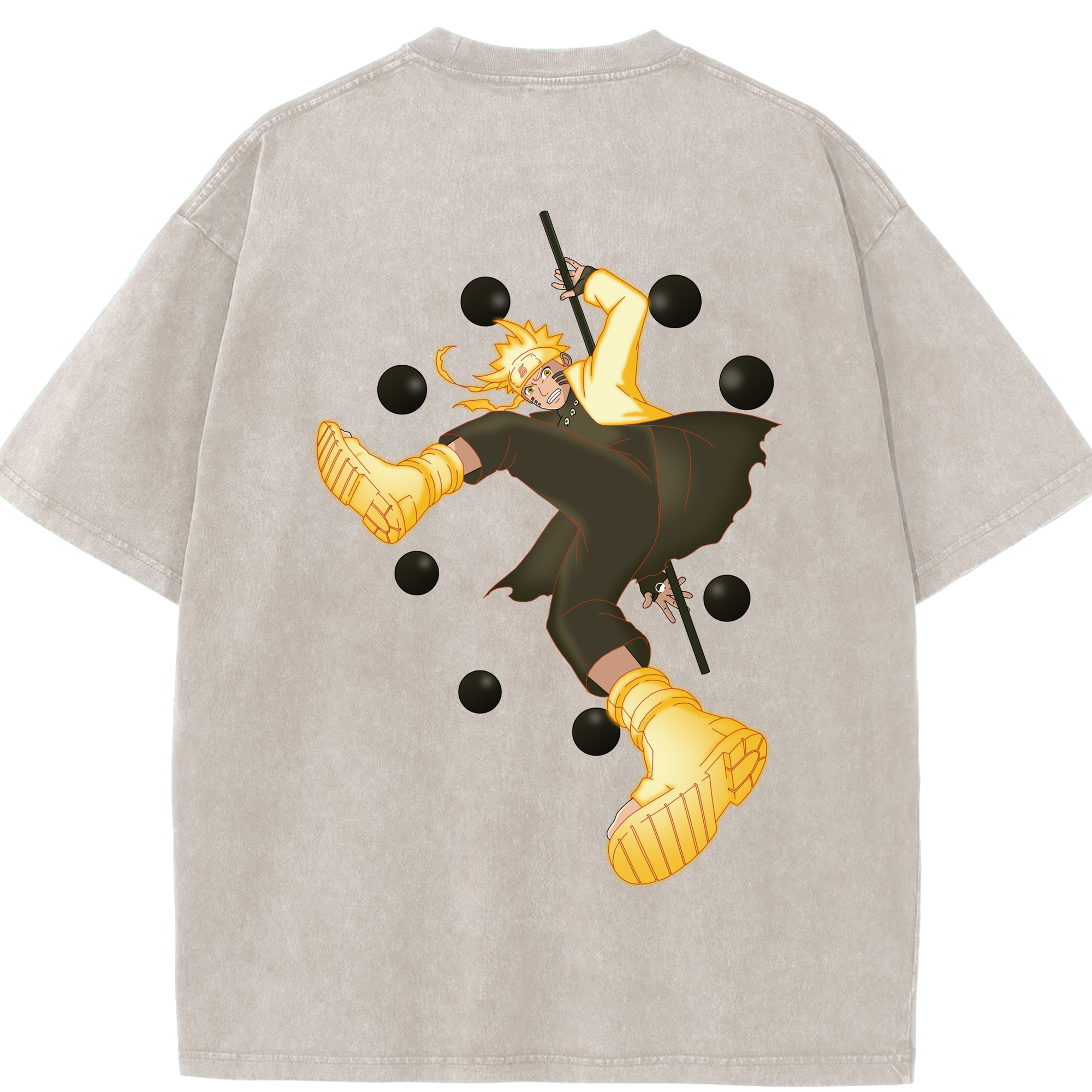 （画像用） NARUTO -ナルト- うずまき ナルト Uzumaki Naruto 綿100% ヴィンテージ風 半袖Tシャツ（背面プリント）