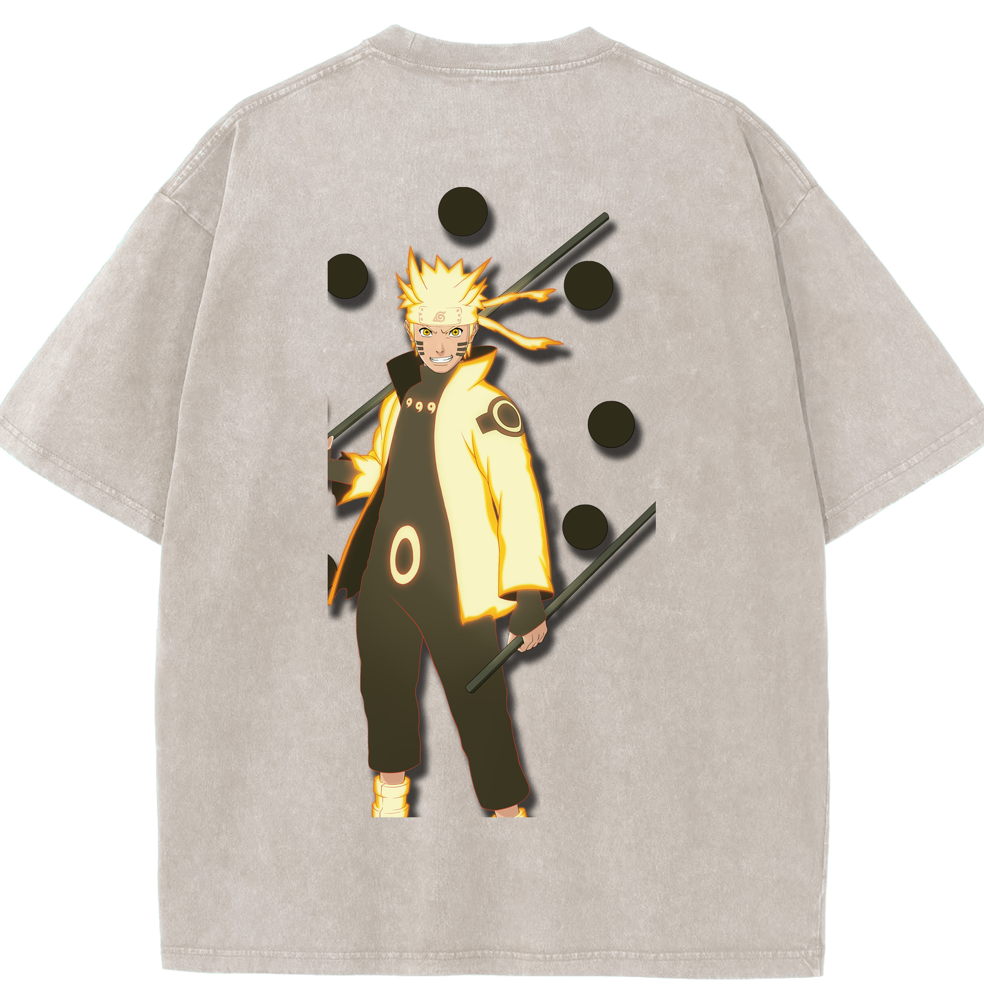 （画像用） NARUTO -ナルト- うずまき ナルト Uzumaki Naruto 綿100% ヴィンテージ風 半袖Tシャツ（背面プリント）
