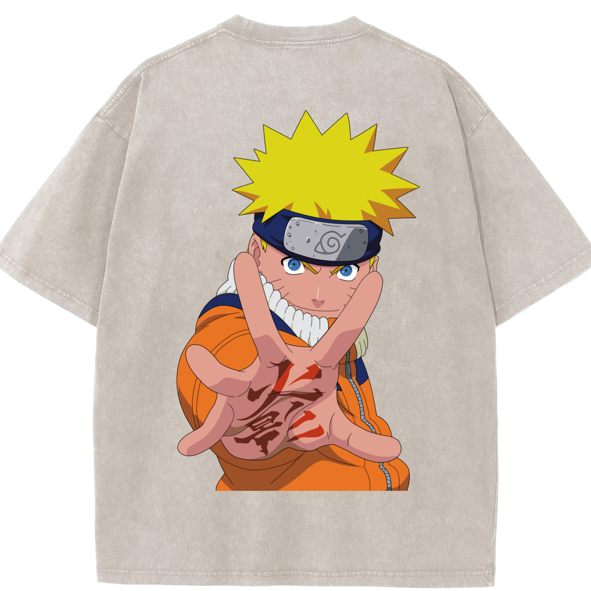 （画像用） NARUTO -ナルト- うずまき ナルト Uzumaki Naruto 綿100% ヴィンテージ風 半袖Tシャツ（背面プリント）
