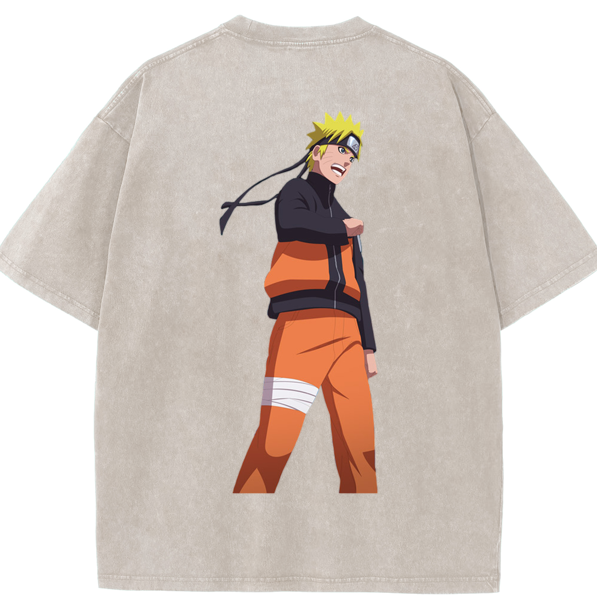 （画像用） NARUTO -ナルト- うずまき ナルト Uzumaki Naruto 綿100% ヴィンテージ風 半袖Tシャツ（背面プリント）