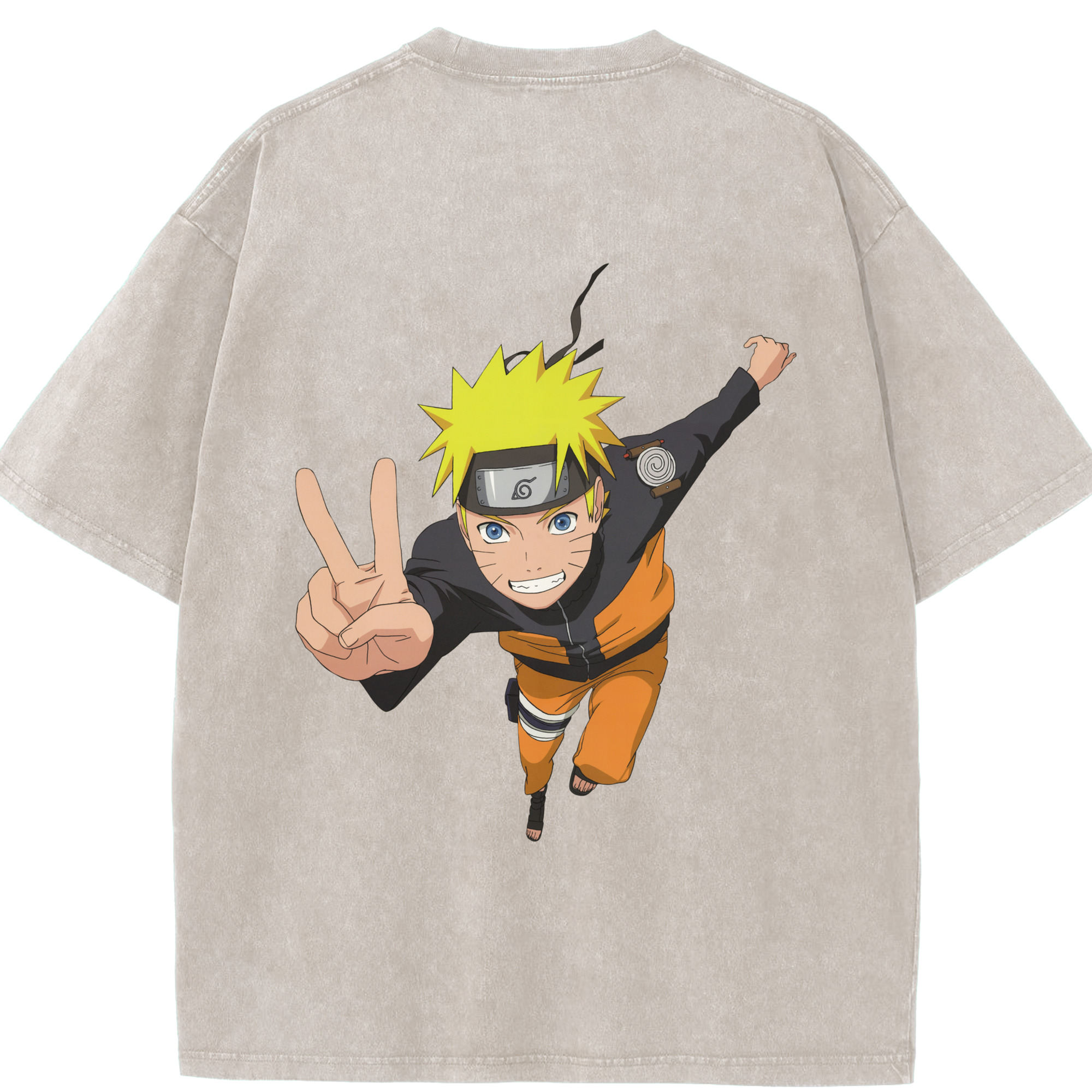 （画像用） NARUTO -ナルト- うずまき ナルト Uzumaki Naruto 綿100% ヴィンテージ風 半袖Tシャツ（背面プリント）