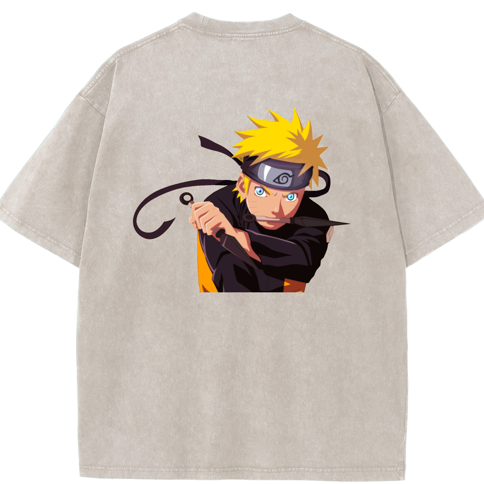 （画像用） NARUTO -ナルト- うずまき ナルト Uzumaki Naruto 綿100% ヴィンテージ風 半袖Tシャツ（背面プリント）