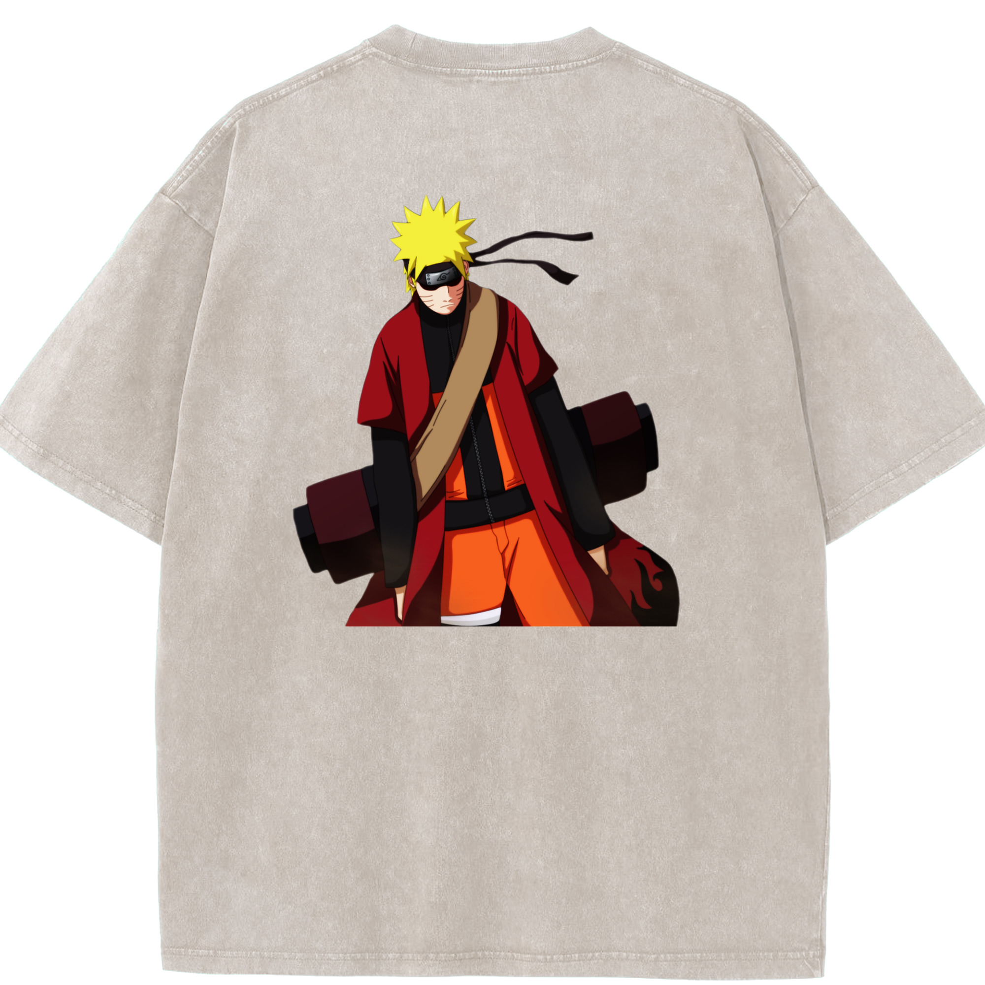（画像用） NARUTO -ナルト- うずまき ナルト Uzumaki Naruto 綿100% ヴィンテージ風 半袖Tシャツ（背面プリント）