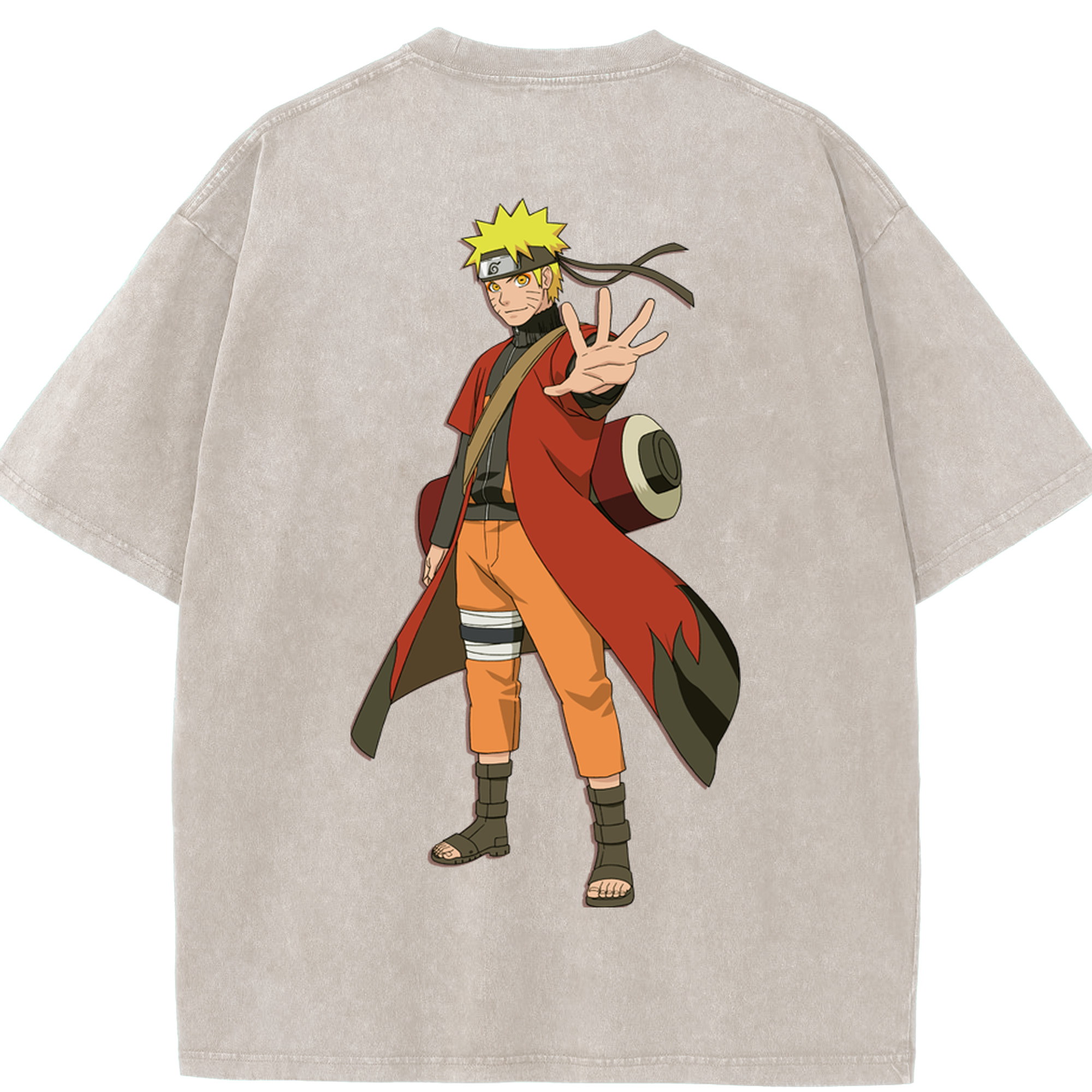 （画像用） NARUTO -ナルト- うずまき ナルト Uzumaki Naruto 綿100% ヴィンテージ風 半袖Tシャツ（背面プリント）