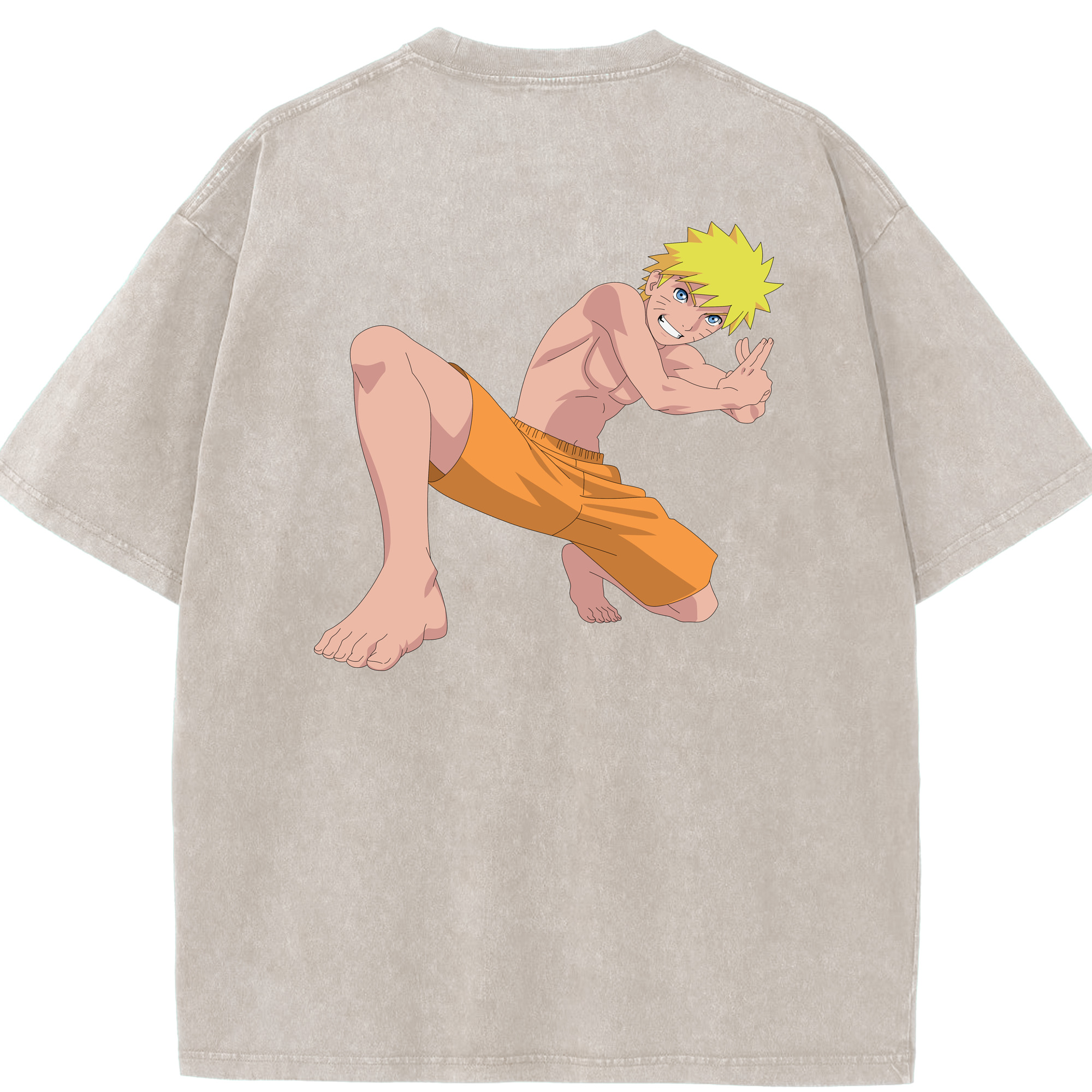 （画像用） NARUTO -ナルト- うずまき ナルト Uzumaki Naruto 綿100% ヴィンテージ風 半袖Tシャツ（背面プリント）