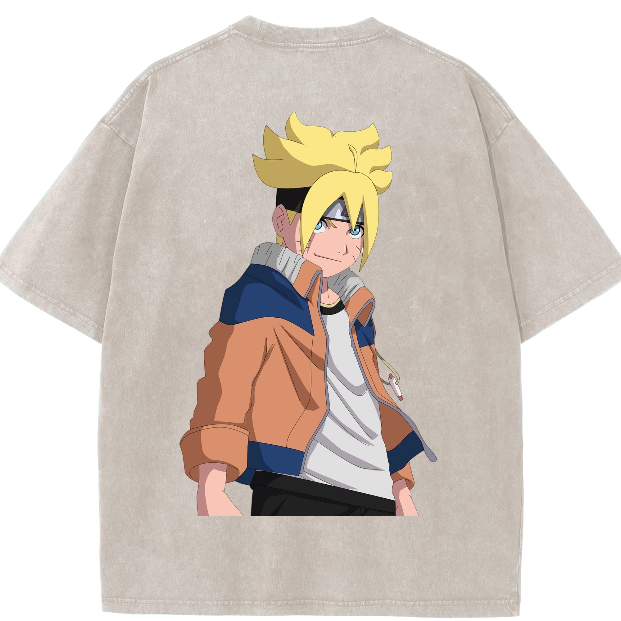 （画像用） NARUTO -ナルト- うずまき ナルト Uzumaki Naruto 綿100% ヴィンテージ風 半袖Tシャツ（背面プリント）