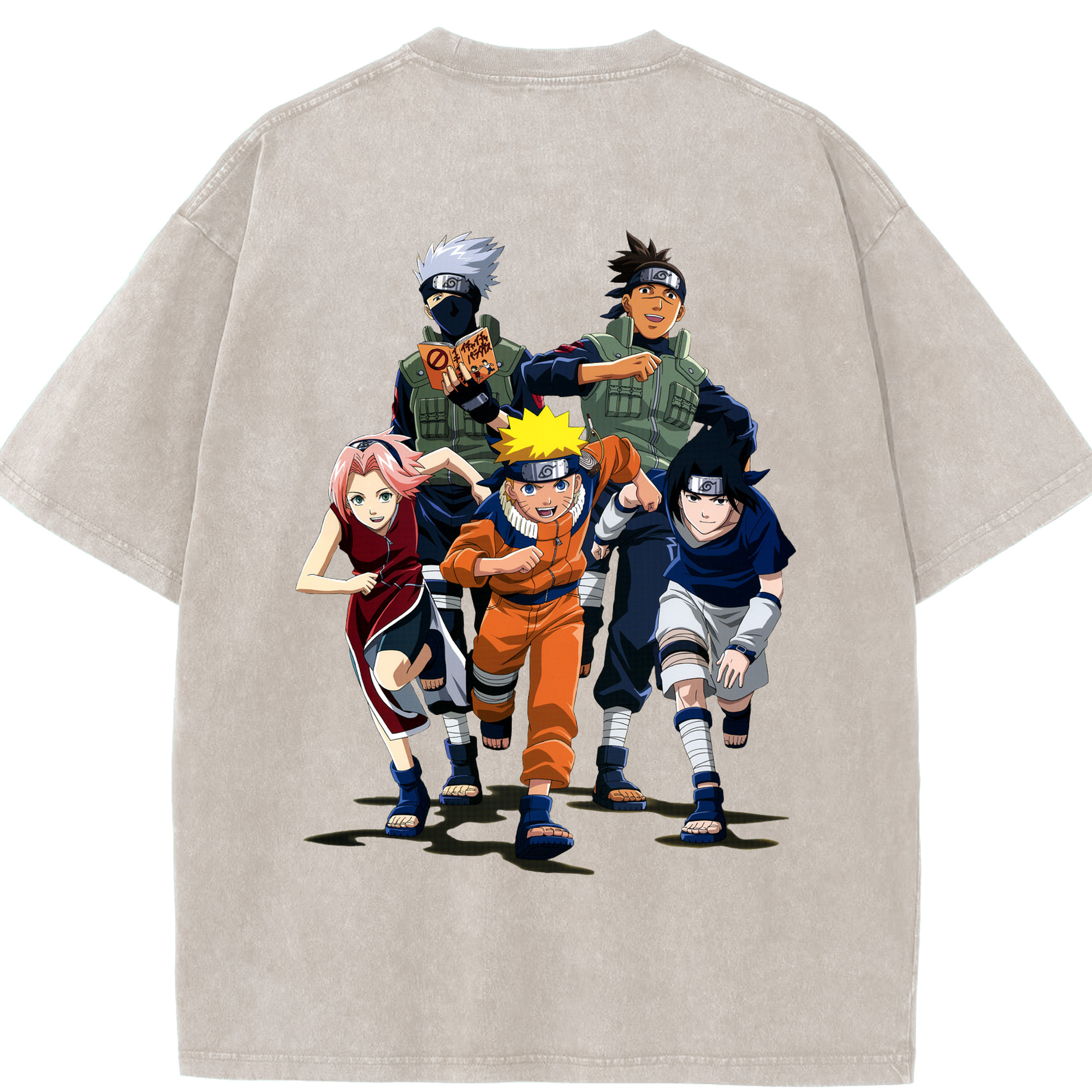 （画像用） NARUTO -ナルト- うずまき ナルト Uzumaki Naruto 綿100% ヴィンテージ風 半袖Tシャツ（背面プリント）