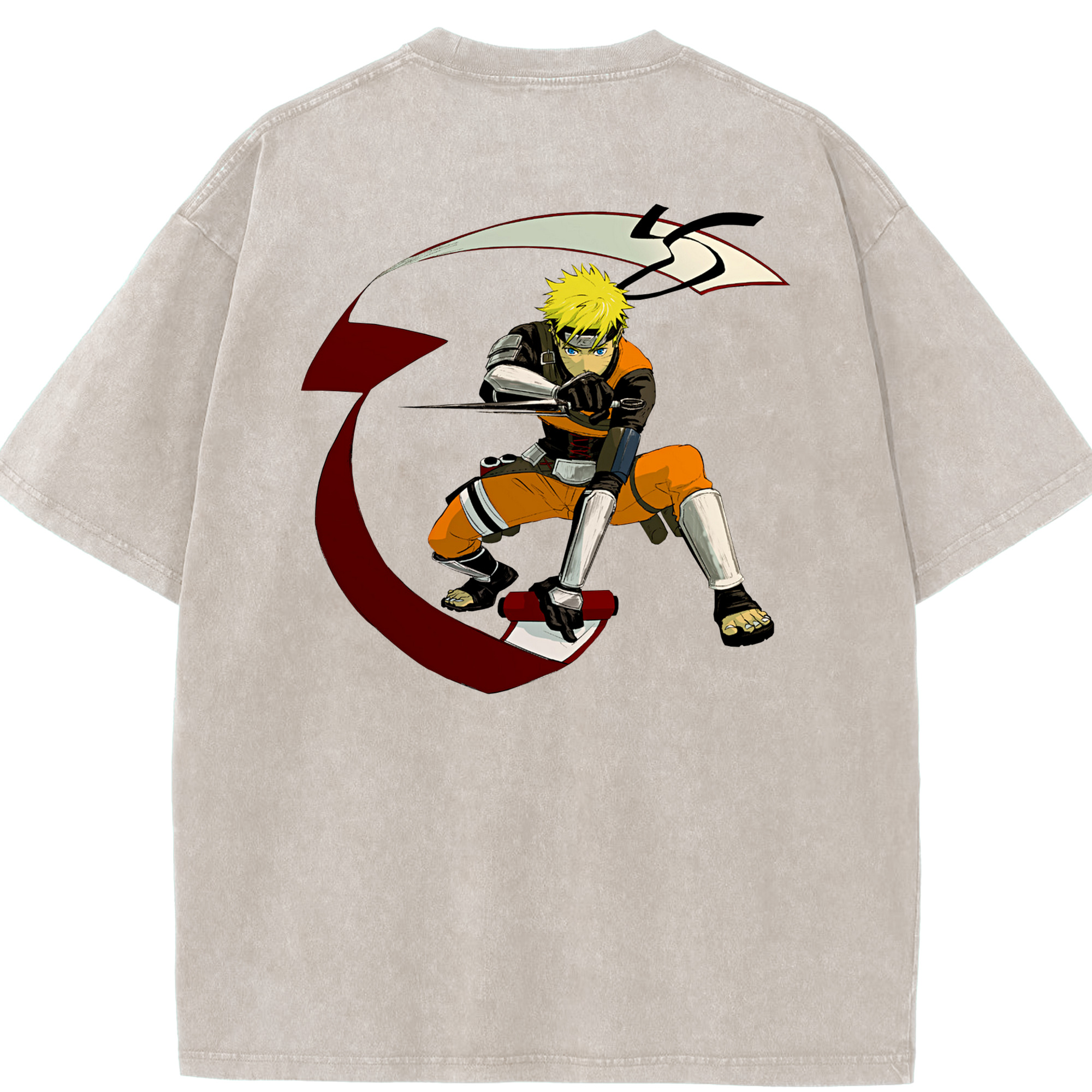 （画像用） NARUTO -ナルト- うずまき ナルト Uzumaki Naruto 綿100% ヴィンテージ風 半袖Tシャツ（背面プリント）