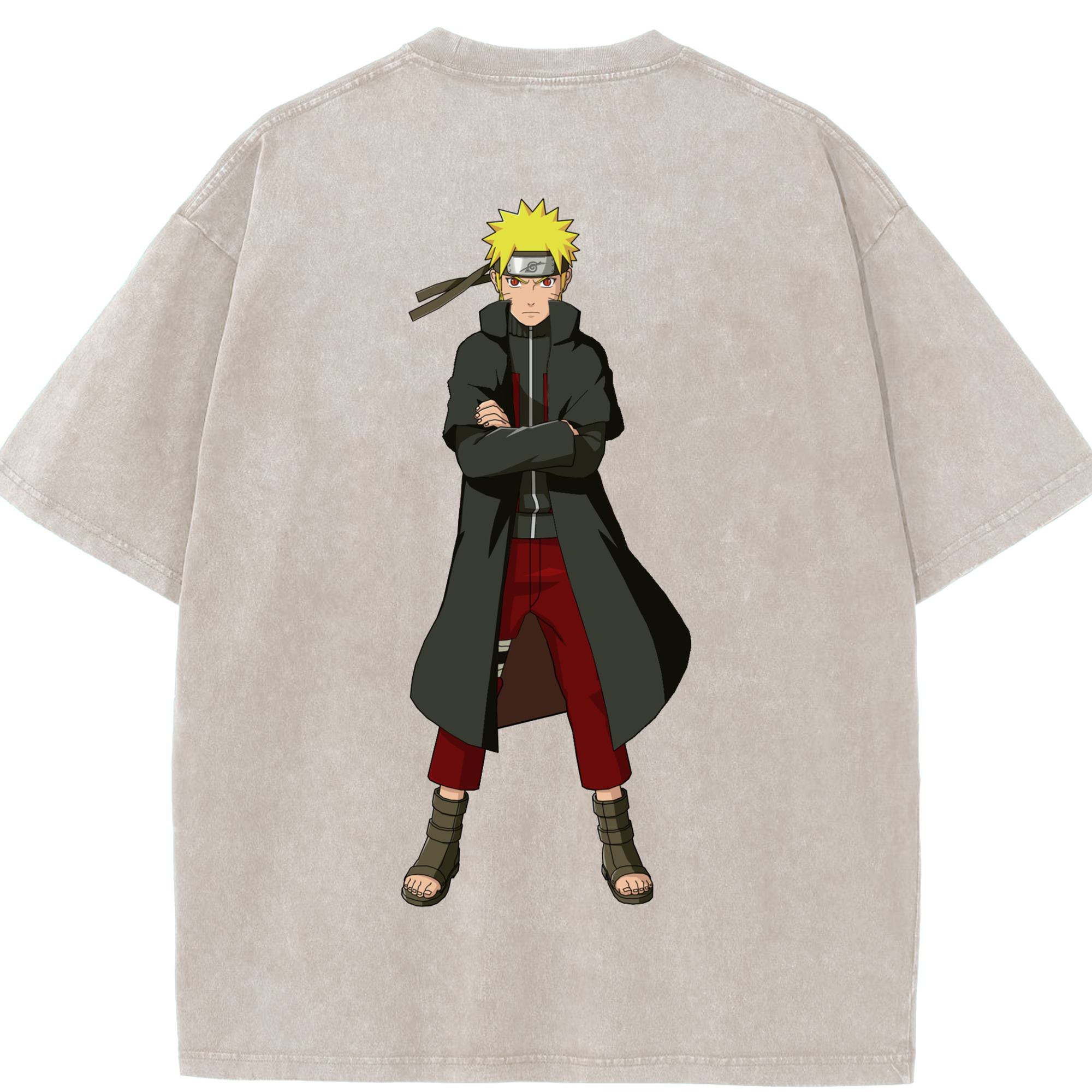 （画像用） NARUTO -ナルト- うずまき ナルト Uzumaki Naruto 綿100% ヴィンテージ風 半袖Tシャツ（背面プリント）
