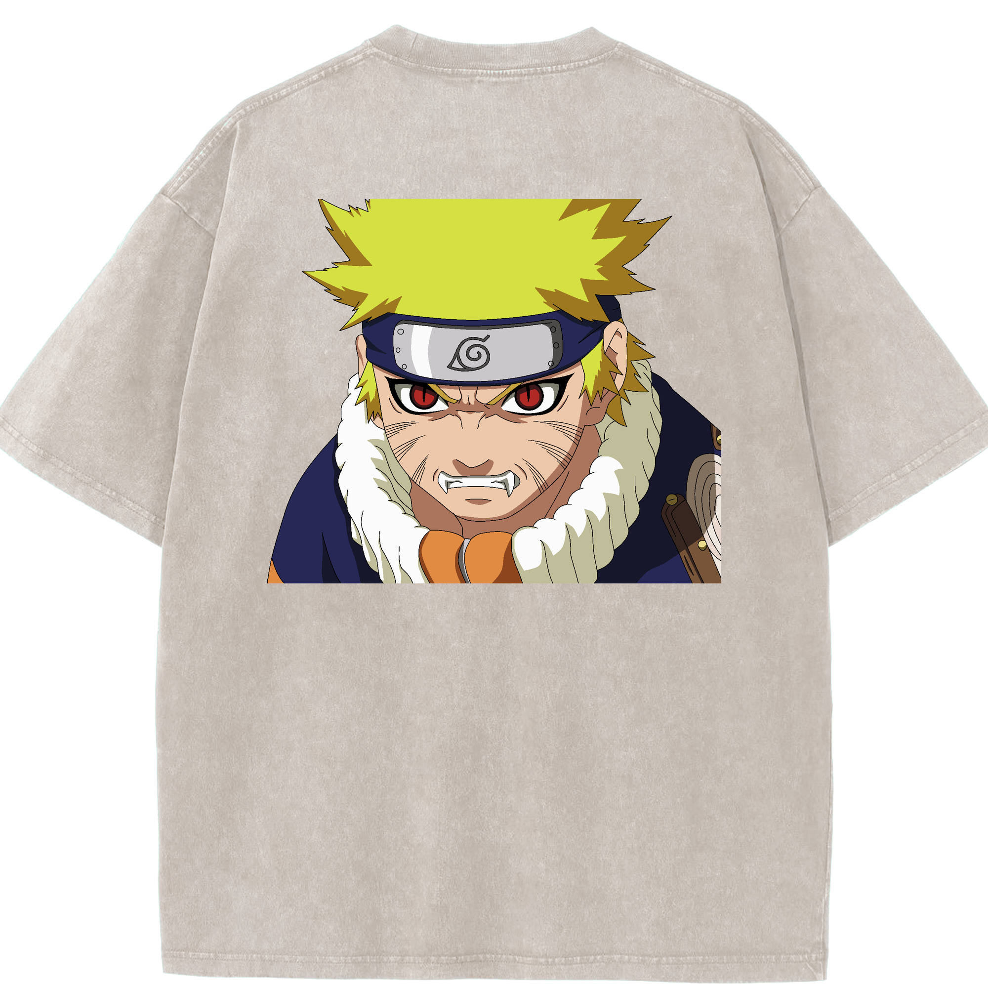 （画像用） NARUTO -ナルト- うずまき ナルト Uzumaki Naruto 綿100% ヴィンテージ風 半袖Tシャツ（背面プリント）