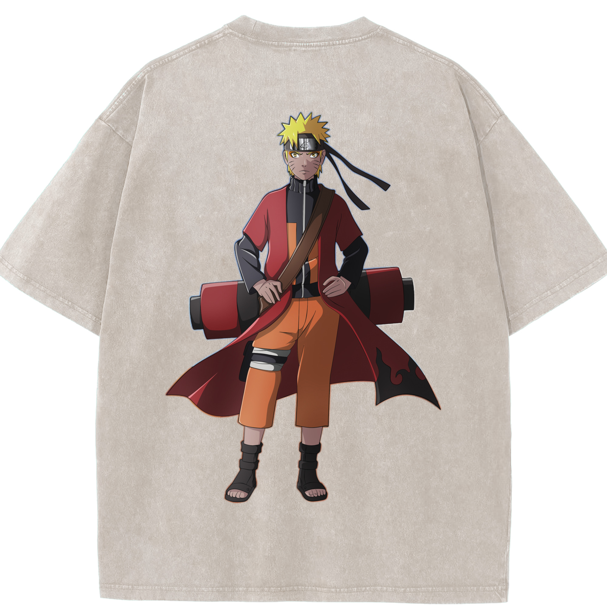 （画像用） NARUTO -ナルト- うずまき ナルト Uzumaki Naruto 綿100% ヴィンテージ風 半袖Tシャツ（背面プリント）