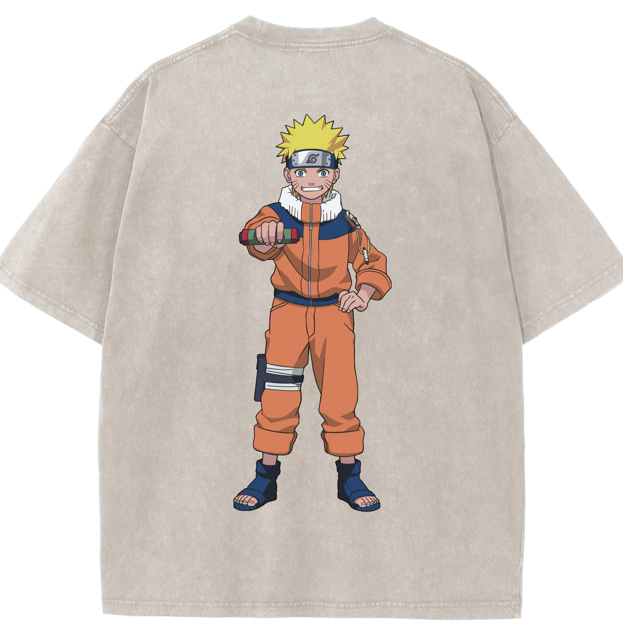 （画像用） NARUTO -ナルト- うずまき ナルト Uzumaki Naruto 綿100% ヴィンテージ風 半袖Tシャツ（背面プリント）