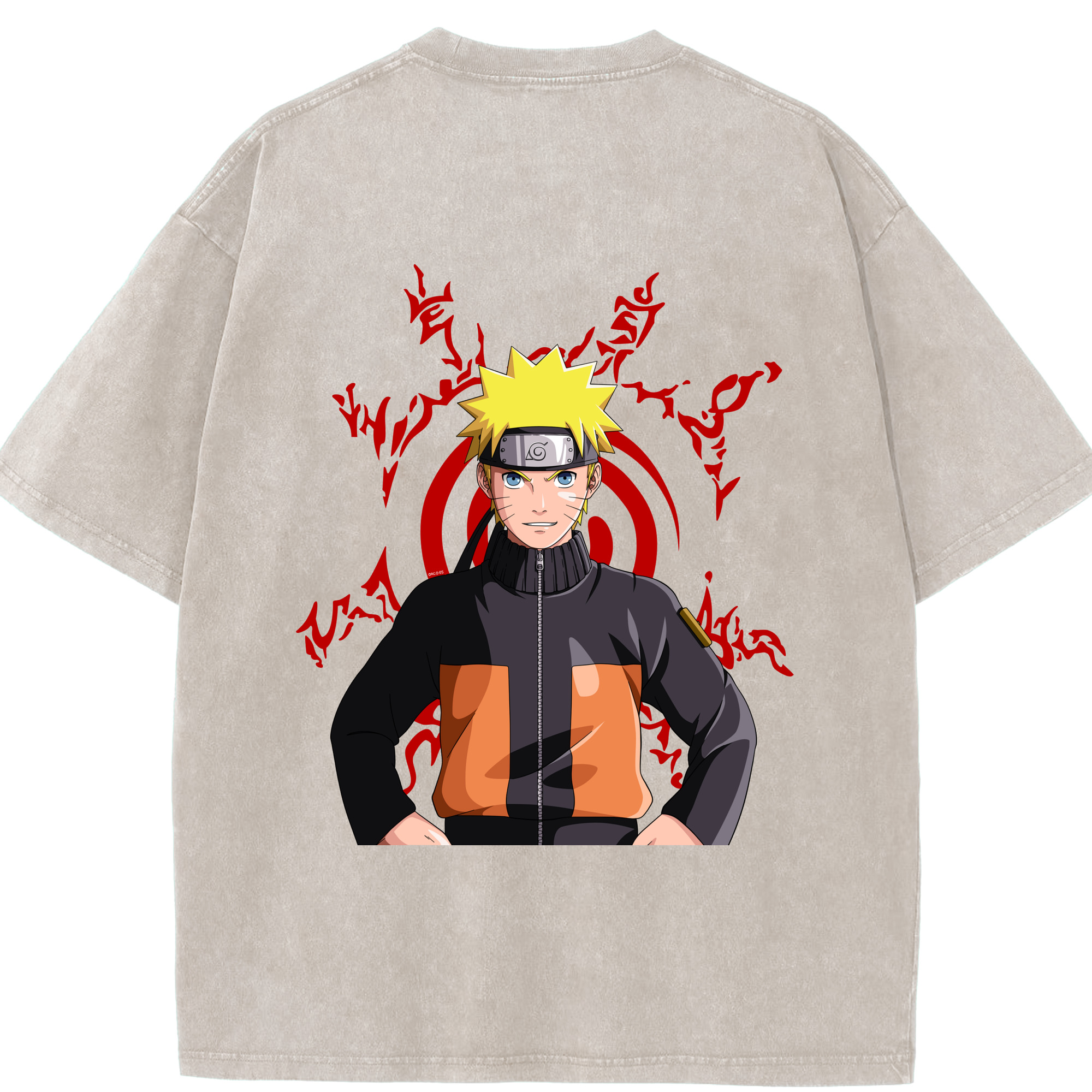 （画像用） NARUTO -ナルト- うずまき ナルト Uzumaki Naruto 綿100% ヴィンテージ風 半袖Tシャツ（背面プリント）