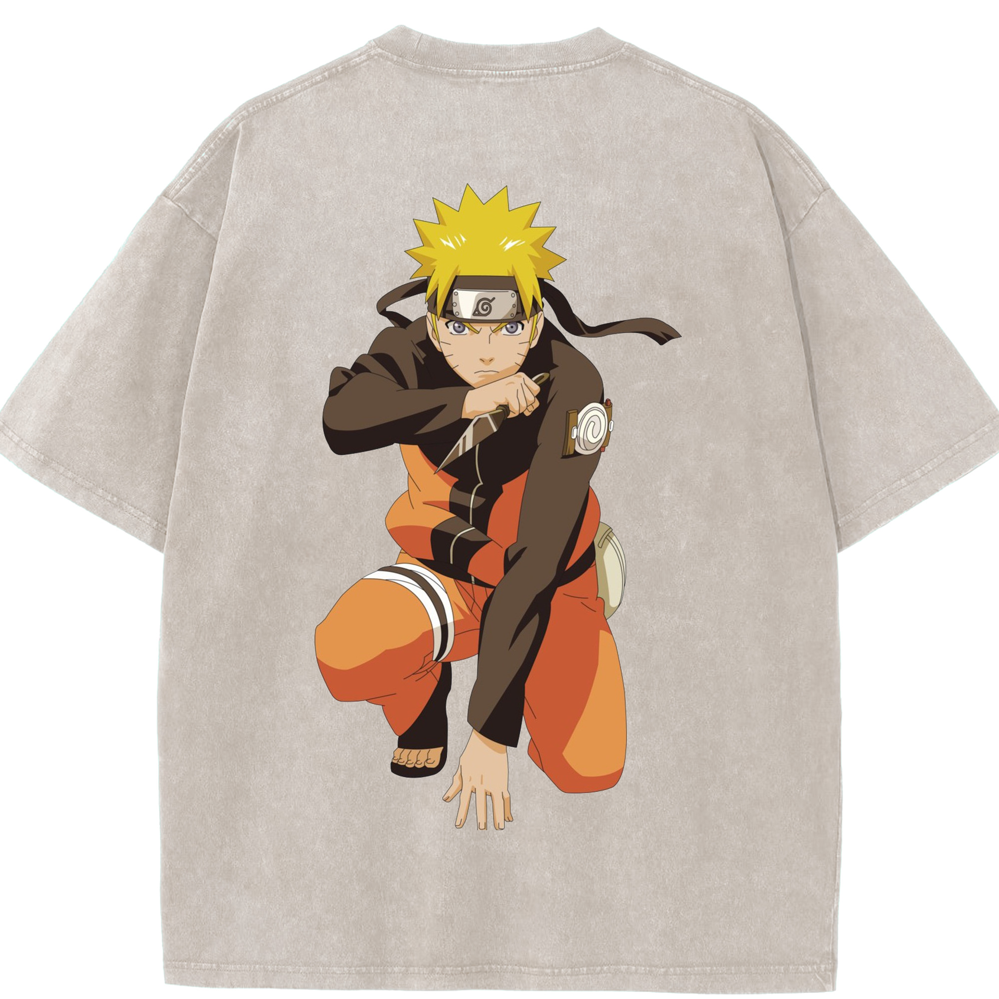 （画像用） NARUTO -ナルト- うずまき ナルト Uzumaki Naruto 綿100% ヴィンテージ風 半袖Tシャツ（背面プリント）